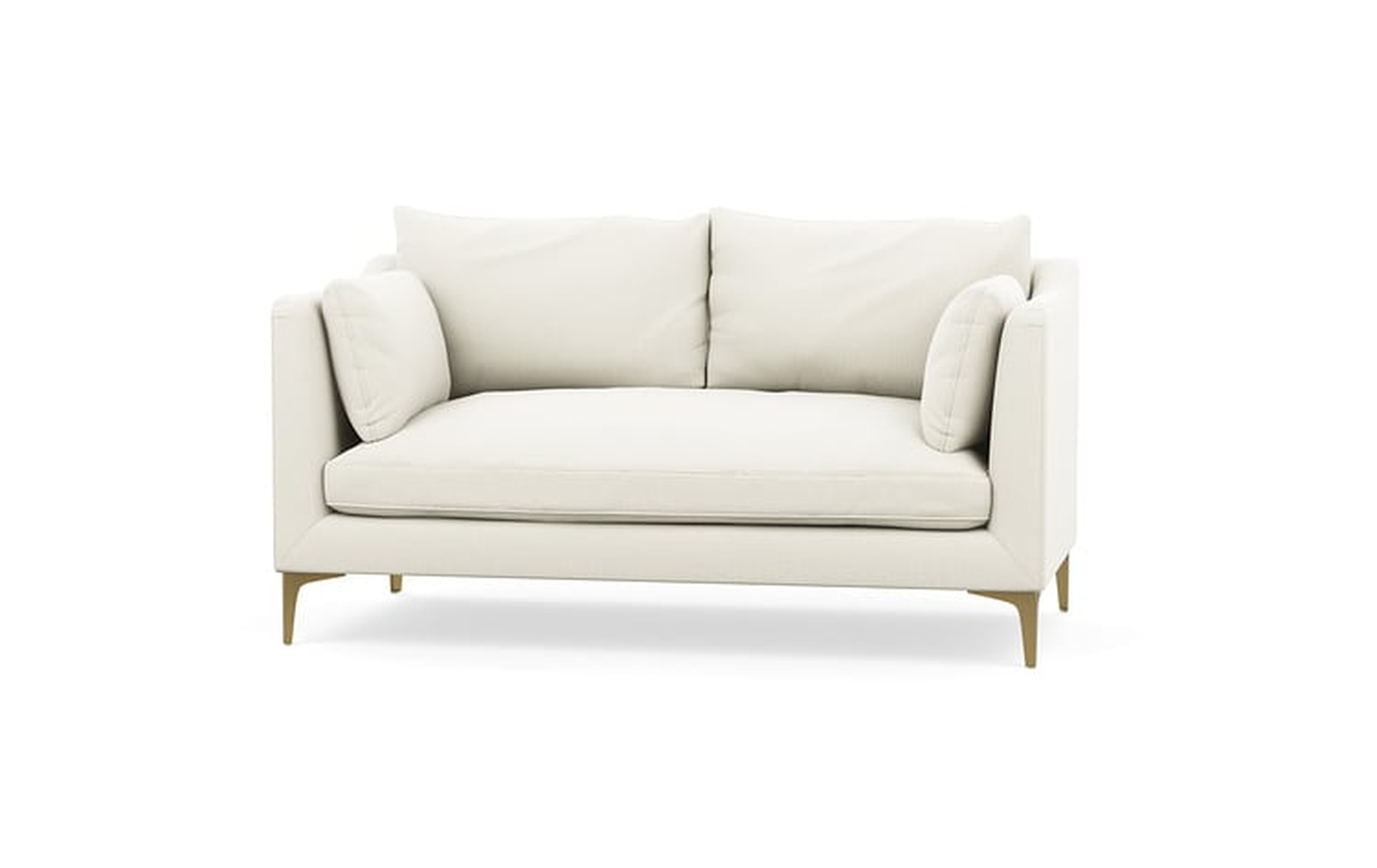 Caitlin Apartment Sofa - Ivory Heavy Cloth, Brass Plated Sloan L Leg, 67" - Interior Define