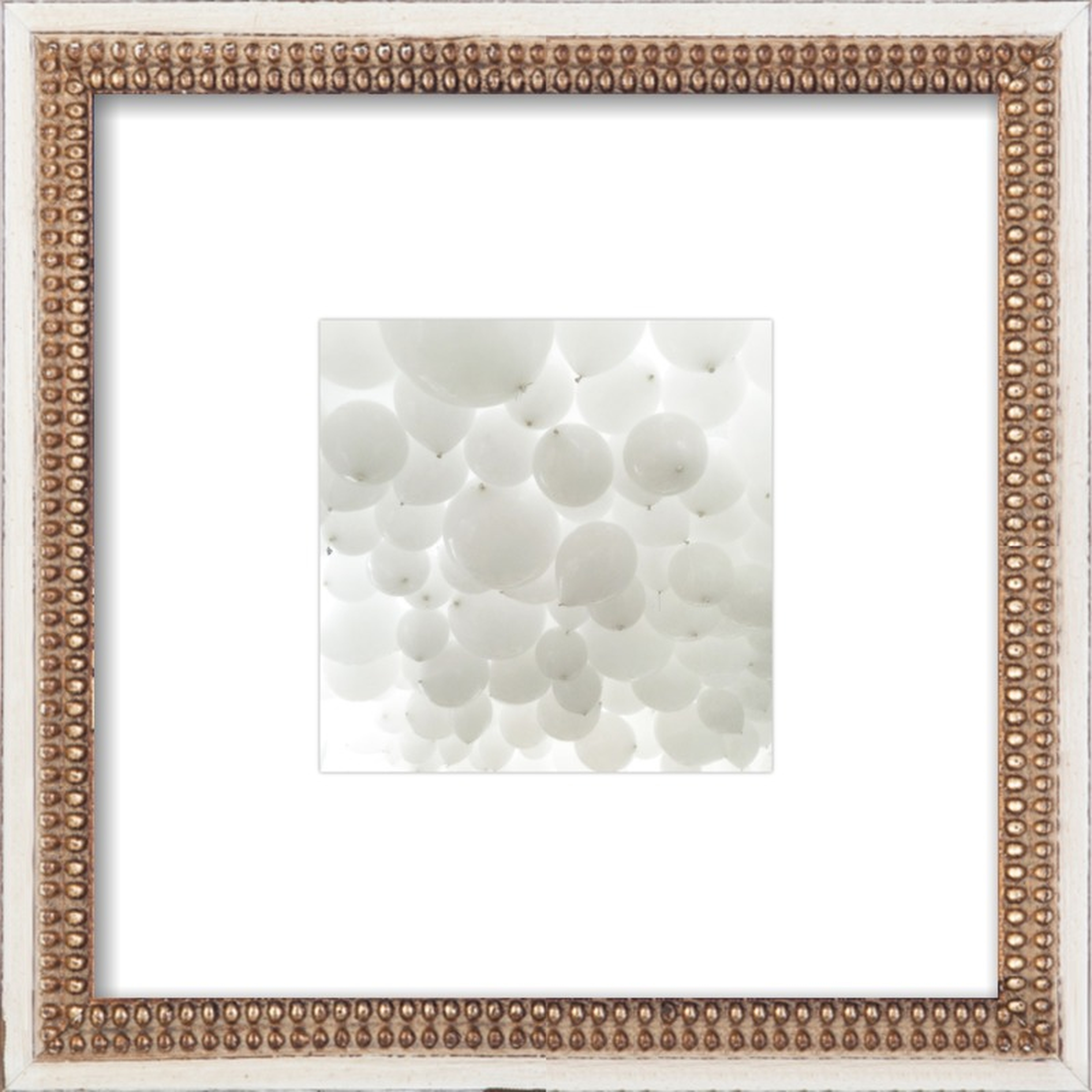 All White - 8" x 8" - Distressed cream double bead wood Frame with Mat - Artfully Walls