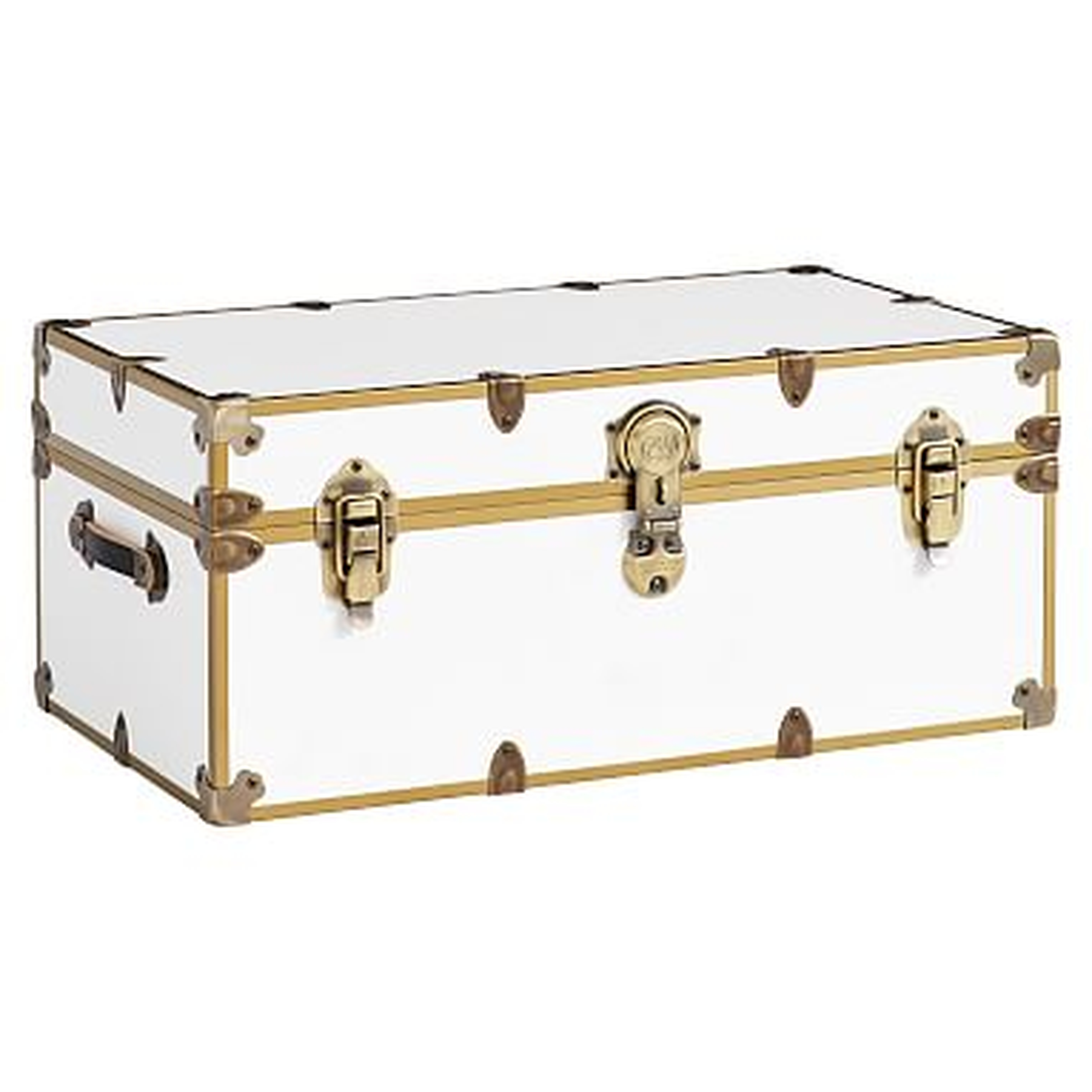 Vinyl Dorm Trunk, White with Rubbed Brass, Standard - Pottery Barn Teen