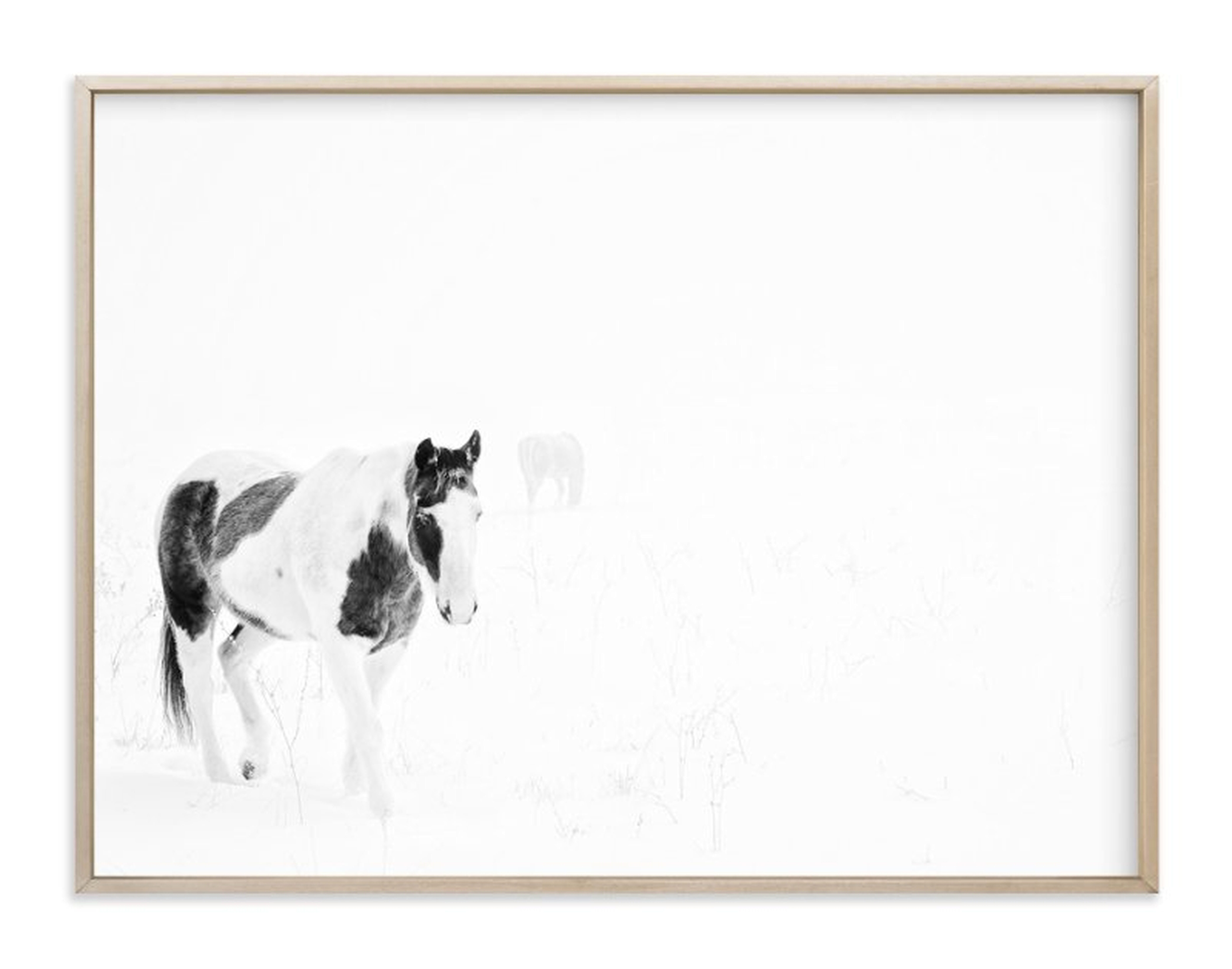 Horses In The Fog- 40" x 30" - Matte Brass Frame - Minted