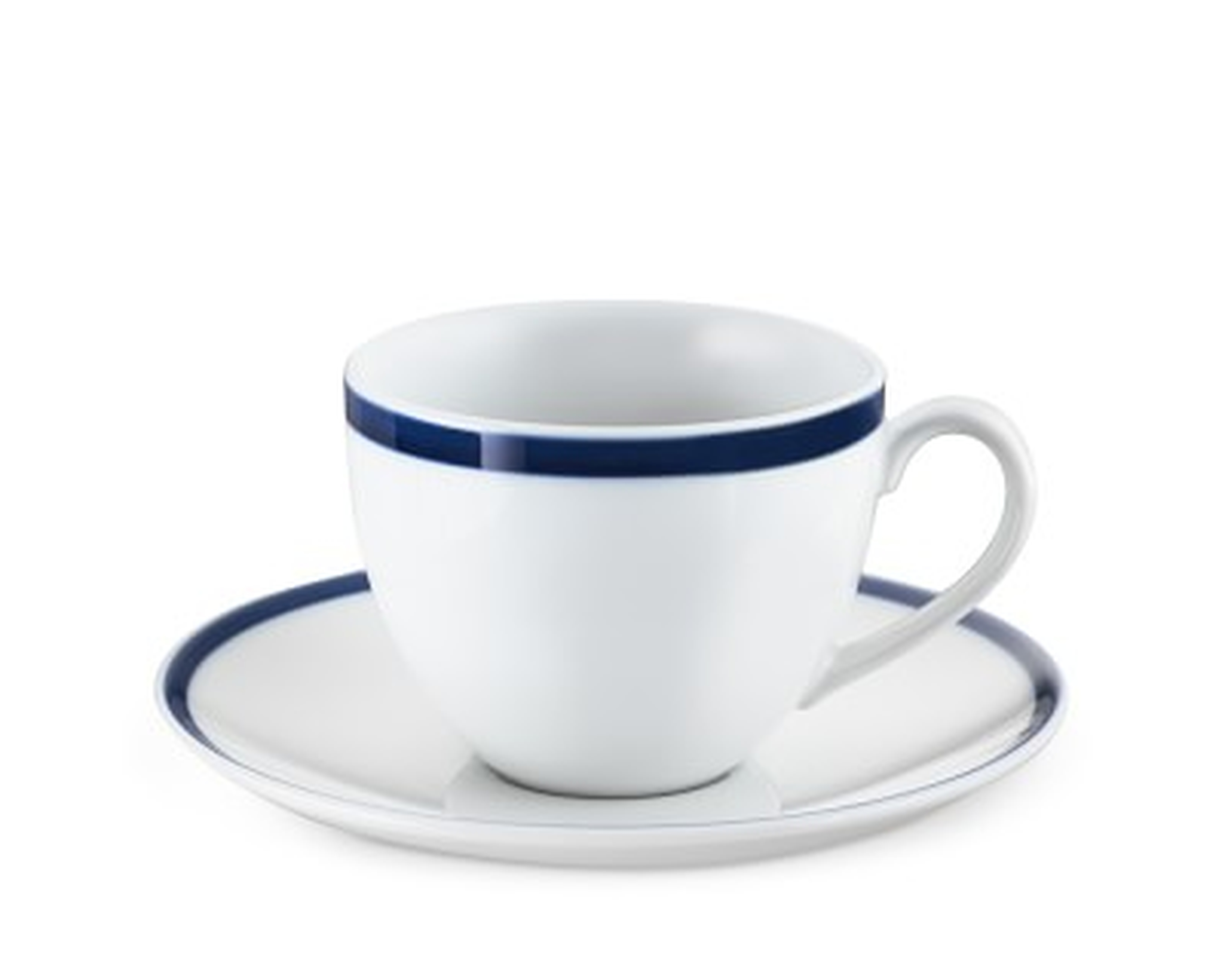 Brasserie Blue-Banded Porcelain Cups &amp; Saucers, Set of 4 - Williams Sonoma