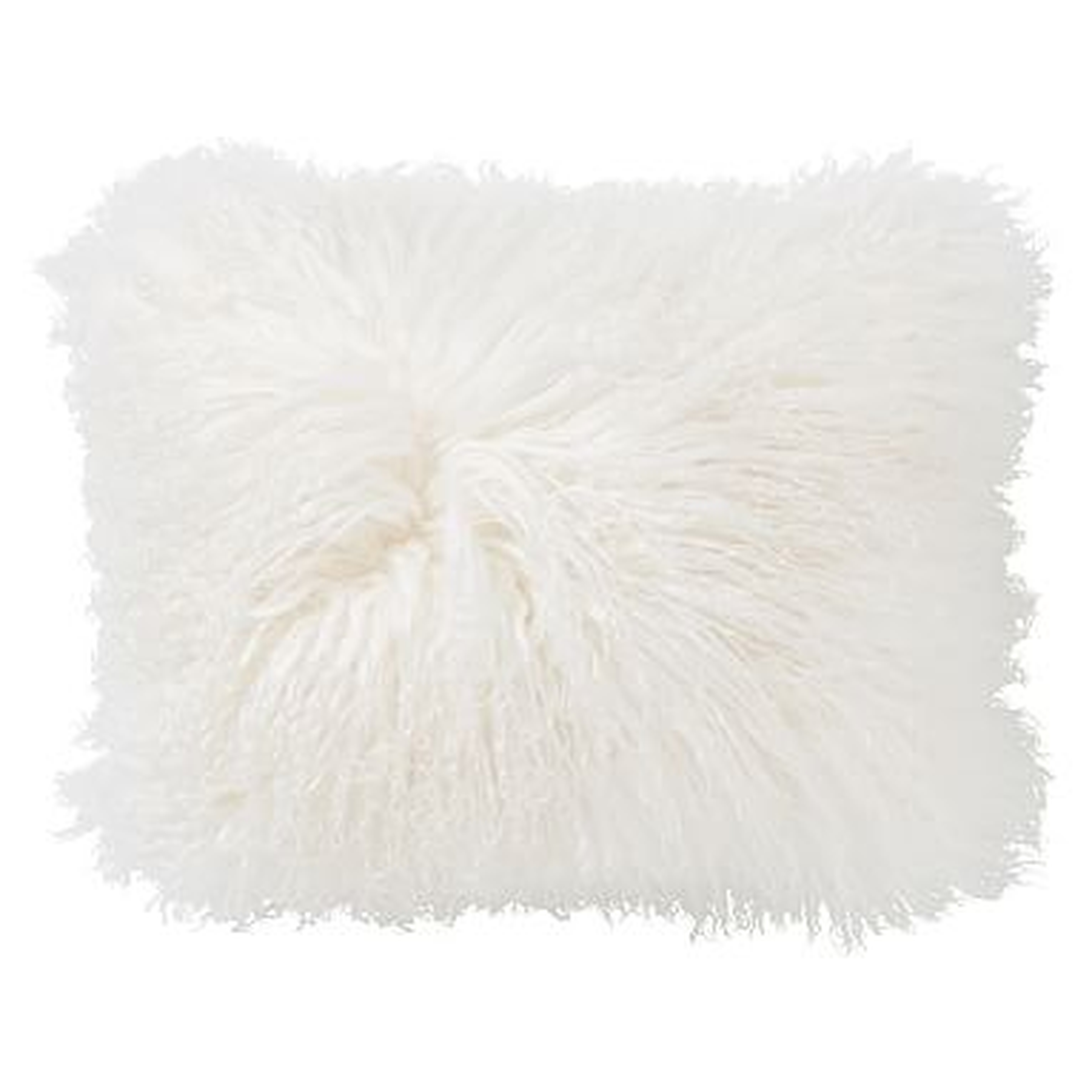 Mongolian Fur Pillow Cover, White, 16" x 12" - Pottery Barn Teen
