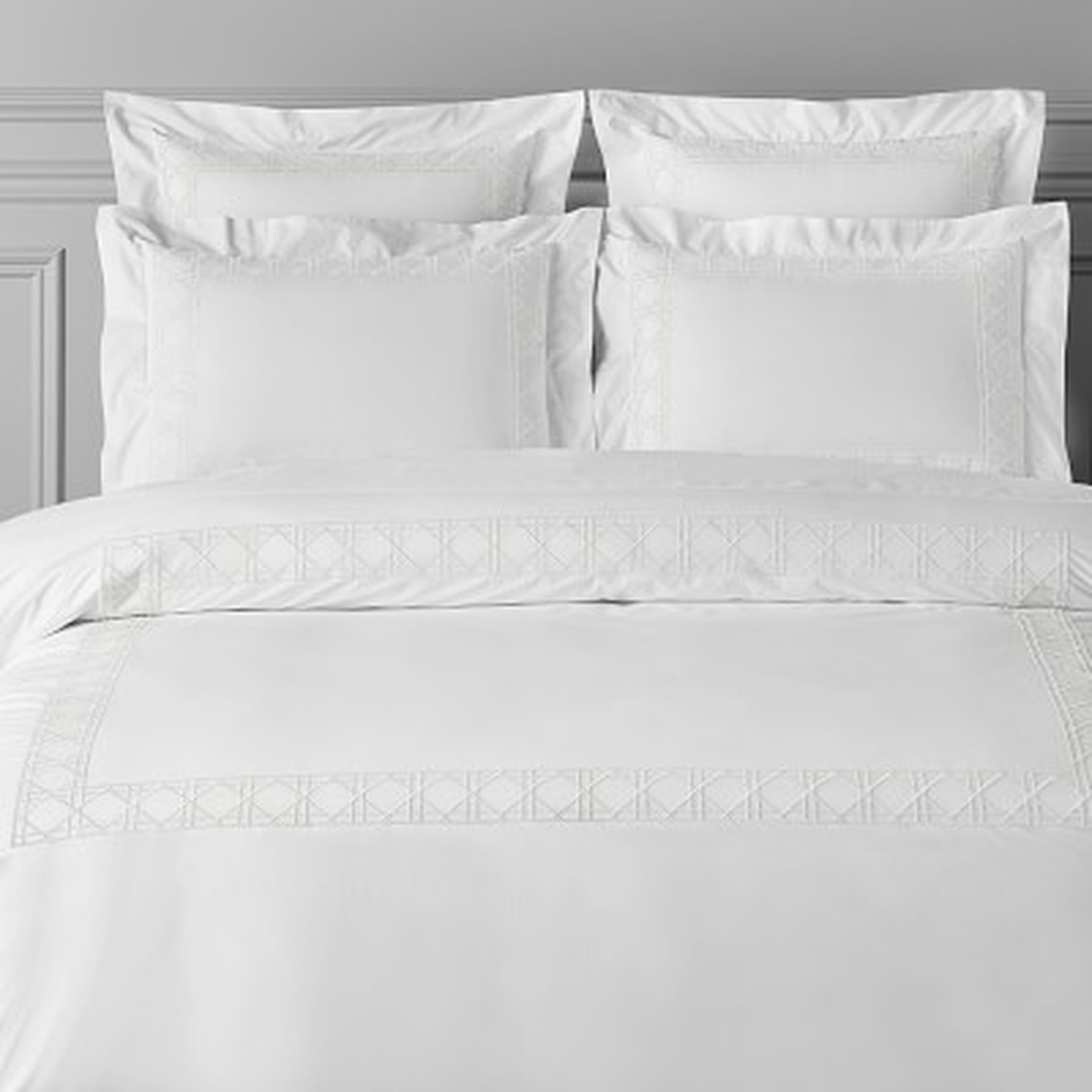 Cane Embroidery Duvet Cover, Full/Queen, White - Williams Sonoma