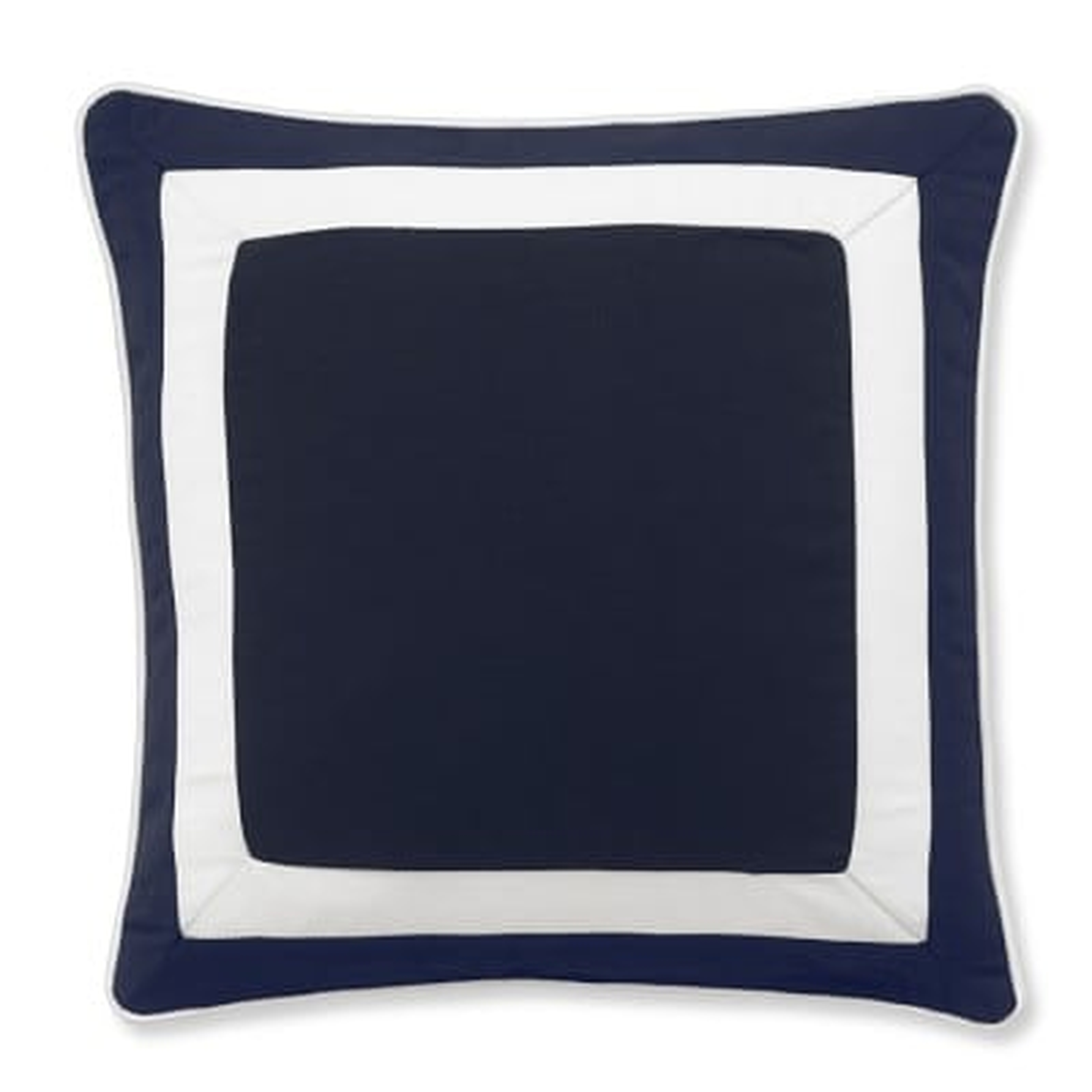 Sunbrella Outdoor Solid Pillow Cover with White Border, 20" X 20", Navy - Williams Sonoma