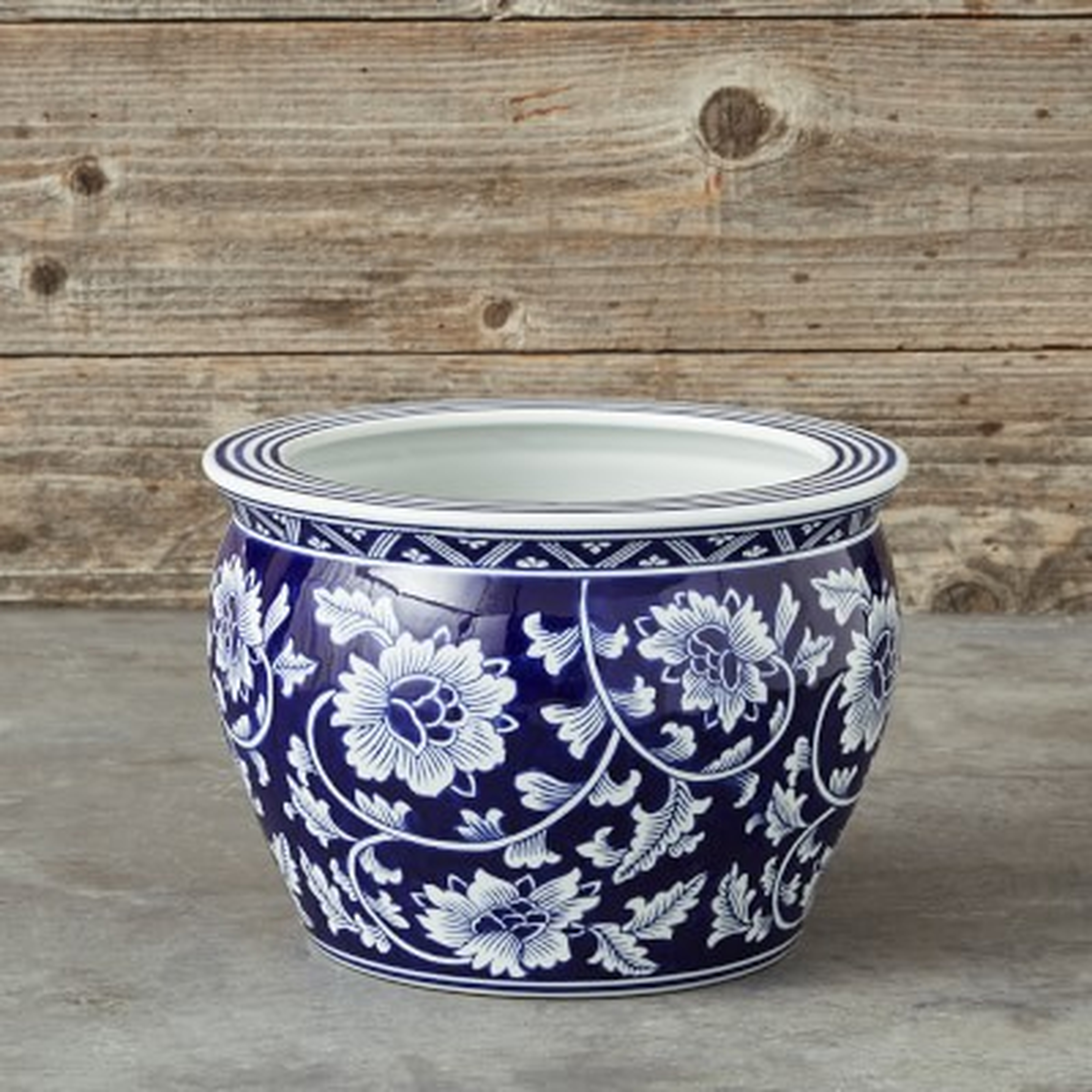 Blue & White Ceramic Planter, Medium - Williams Sonoma