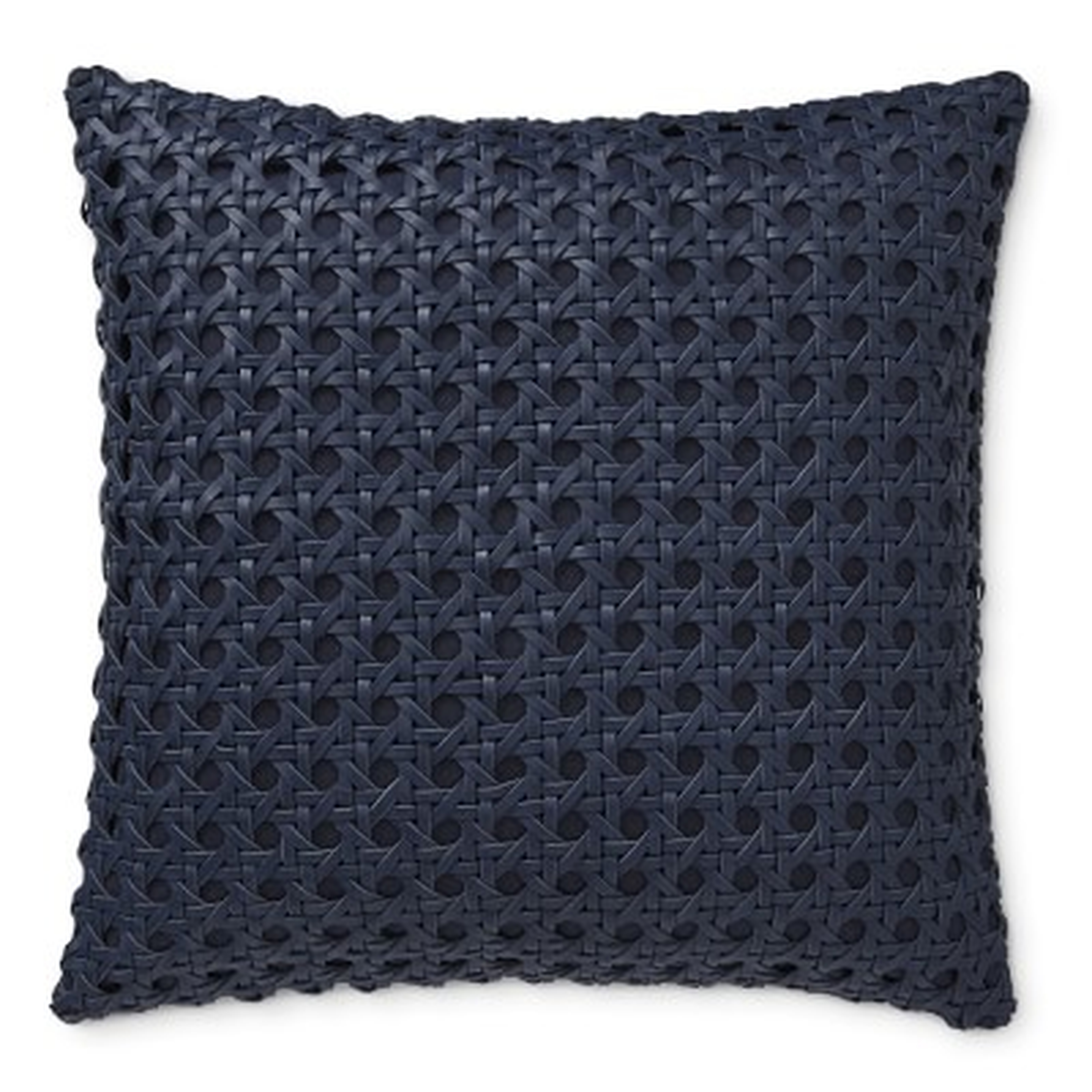 Cane Woven Leather Pillow Cover, 20" X 20", Navy - Williams Sonoma