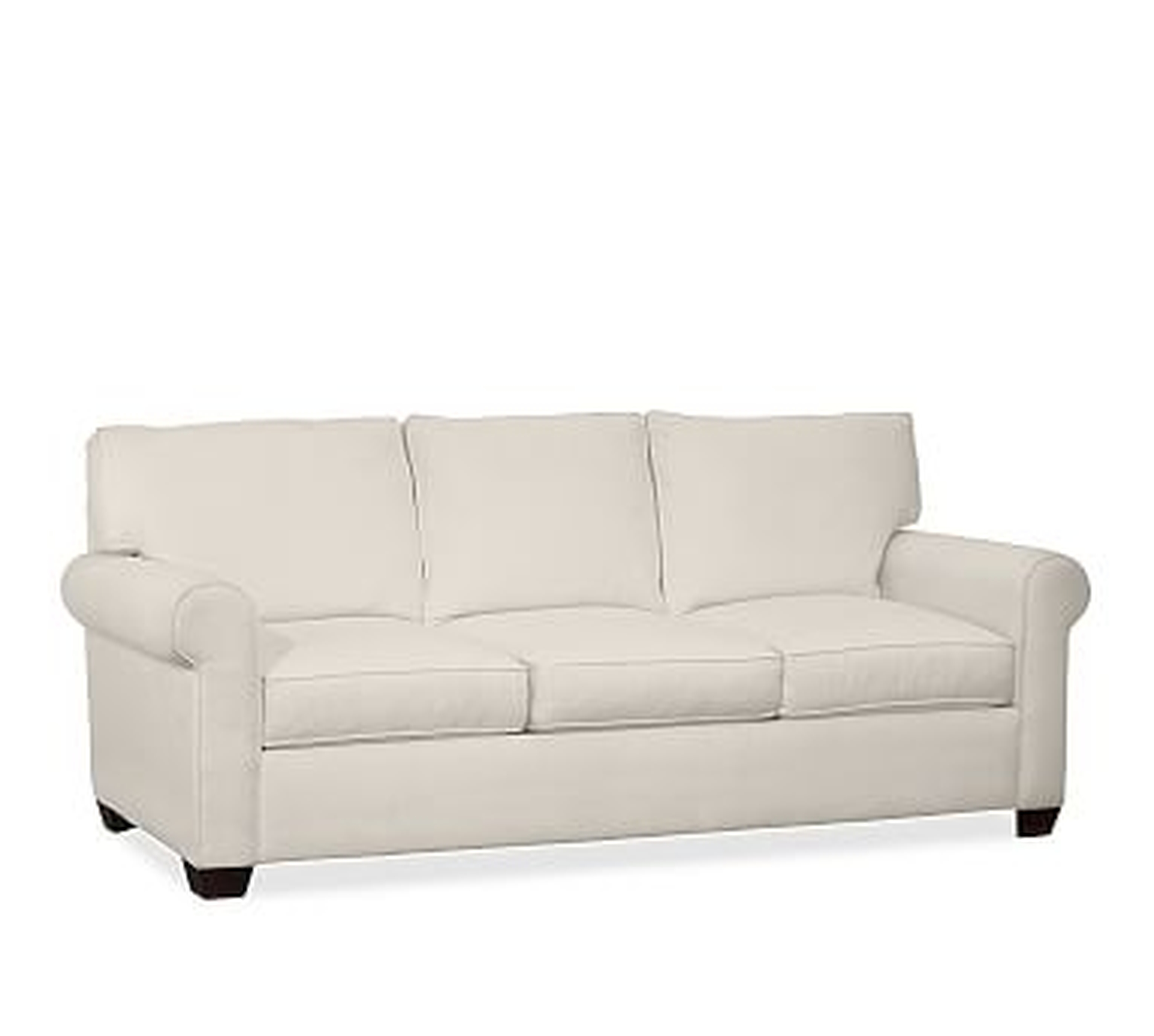 Buchanan Roll Arm Upholstered Sofa 87", Polyester Wrapped Cushions, Twill Cream - Pottery Barn