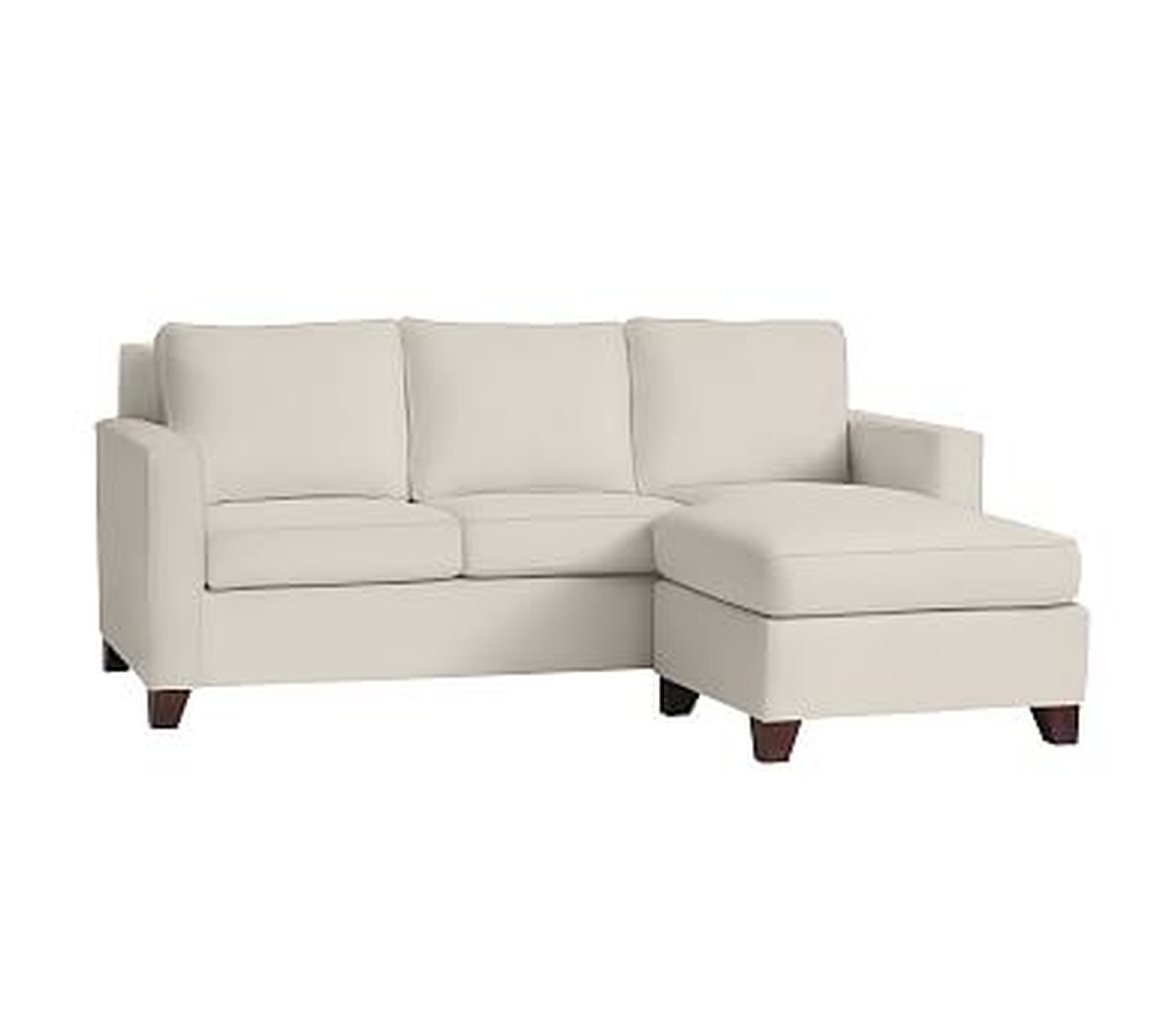 Cameron Square Arm Upholstered Sofa with Reversible Chaise Sectional, Polyester Wrapped Cushions, Twill Cream - Pottery Barn
