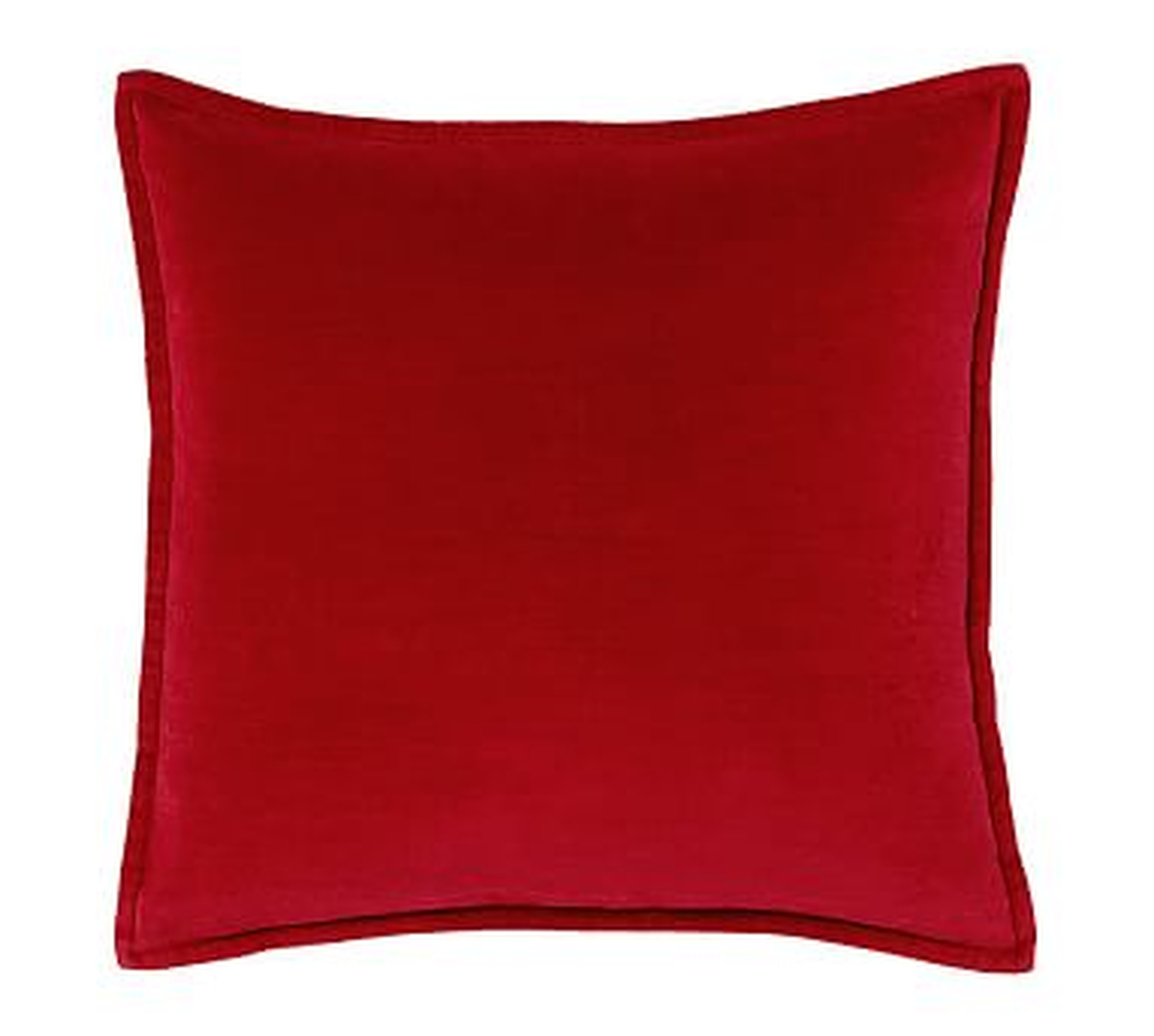Washed Velvet Pillow Cover, 20", Cherry Red - Pottery Barn