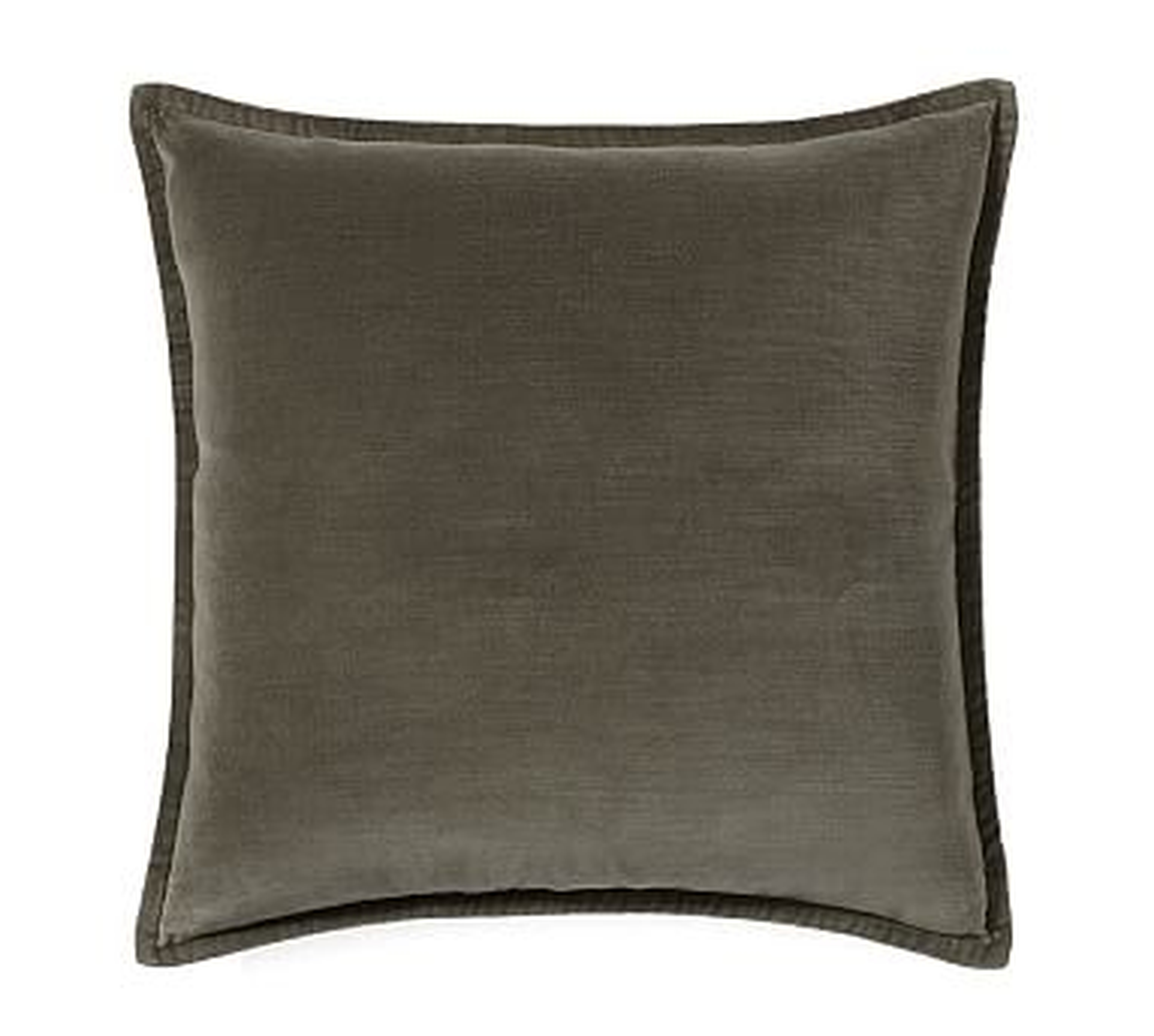 Washed Velvet Pillow Cover, 20", Dark Sage - Pottery Barn