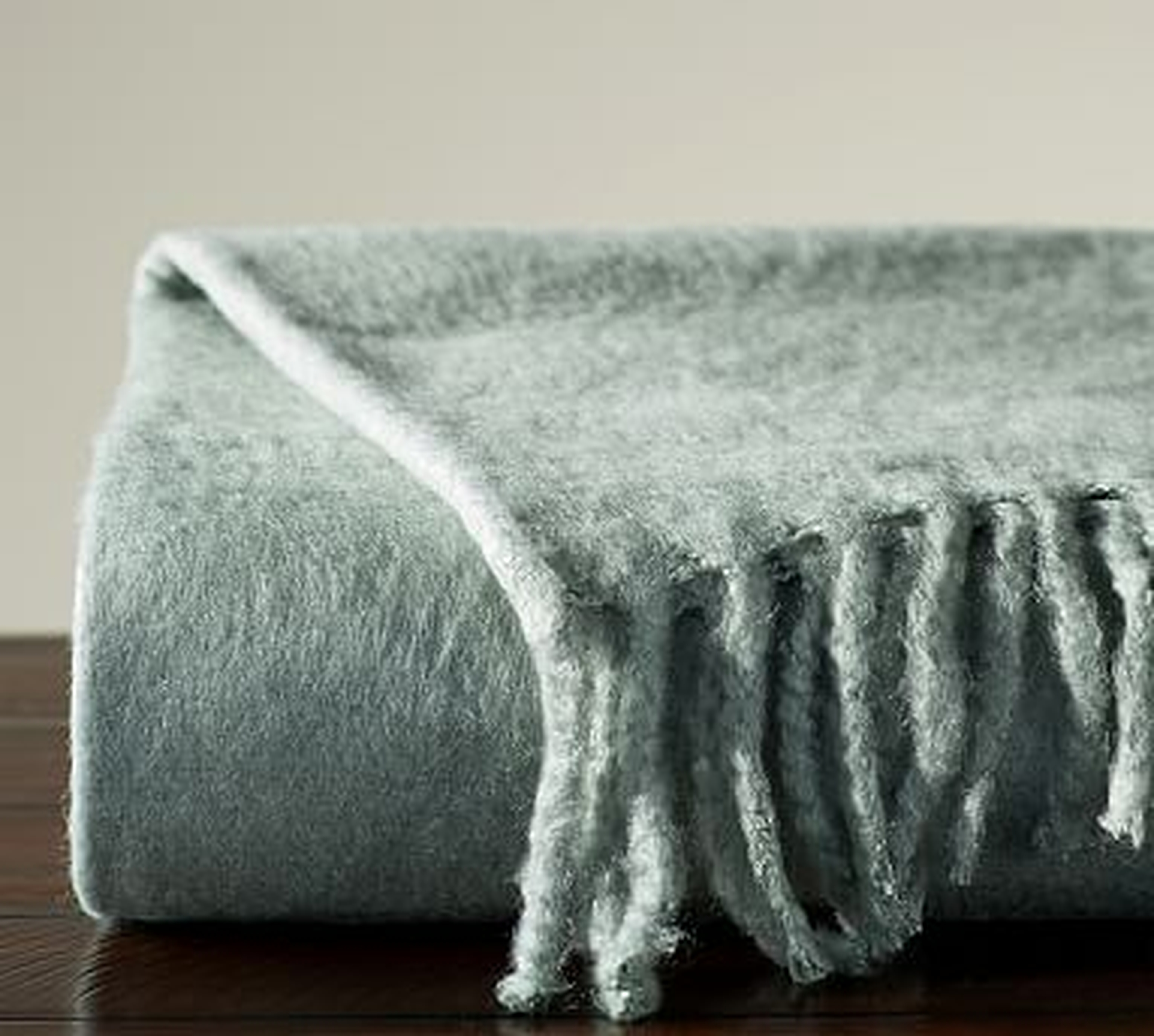 Solid Faux Mohair Oversized Throw, 55x80", Blue Smoke - Pottery Barn