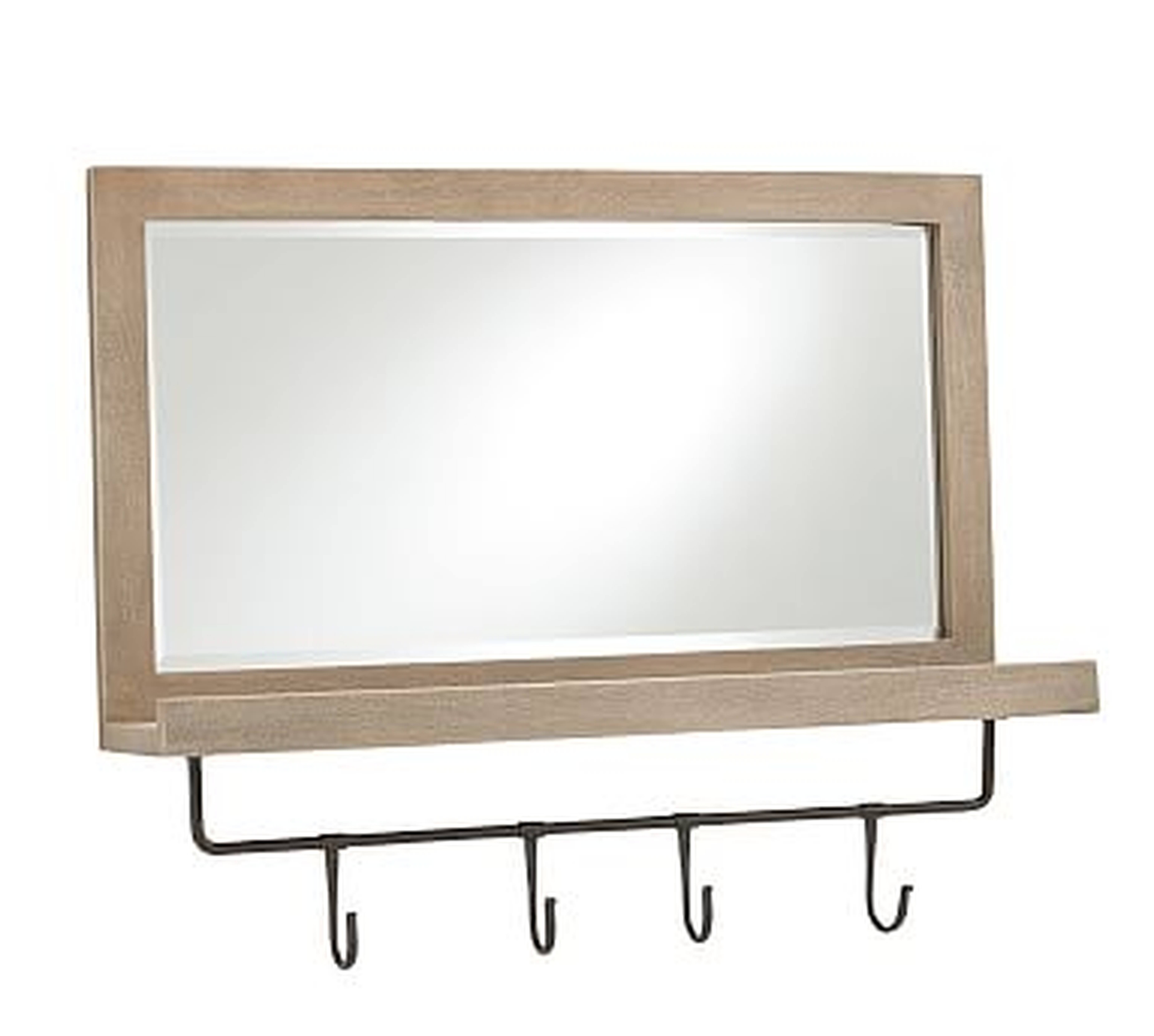 Lucy Entry Collection, Mirror w/ Hooks, Light Wood/Black Metal - Pottery Barn