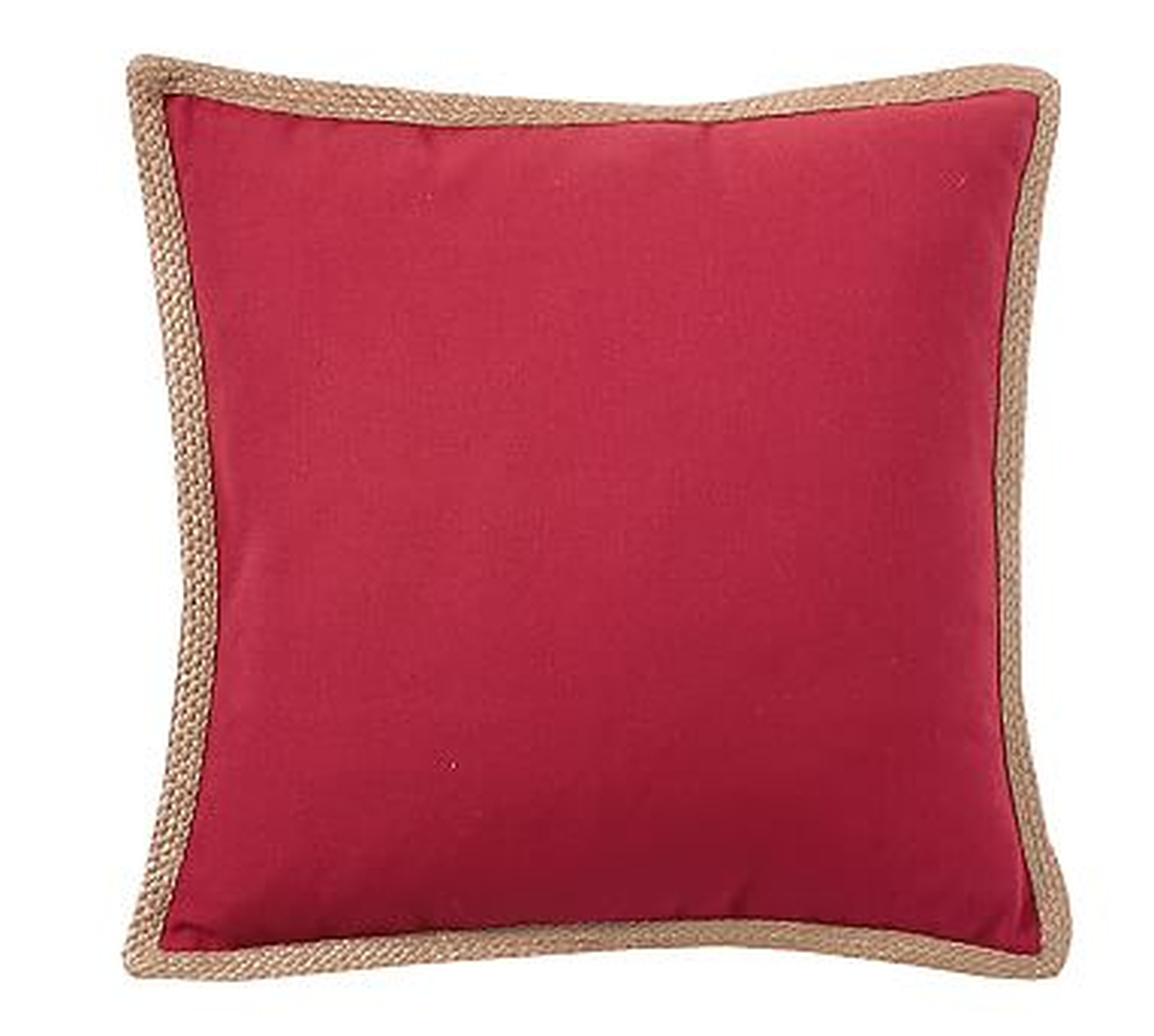 Synthetic Trim Indoor/Outdoor Pillow, 20", Cherry Red - Pottery Barn