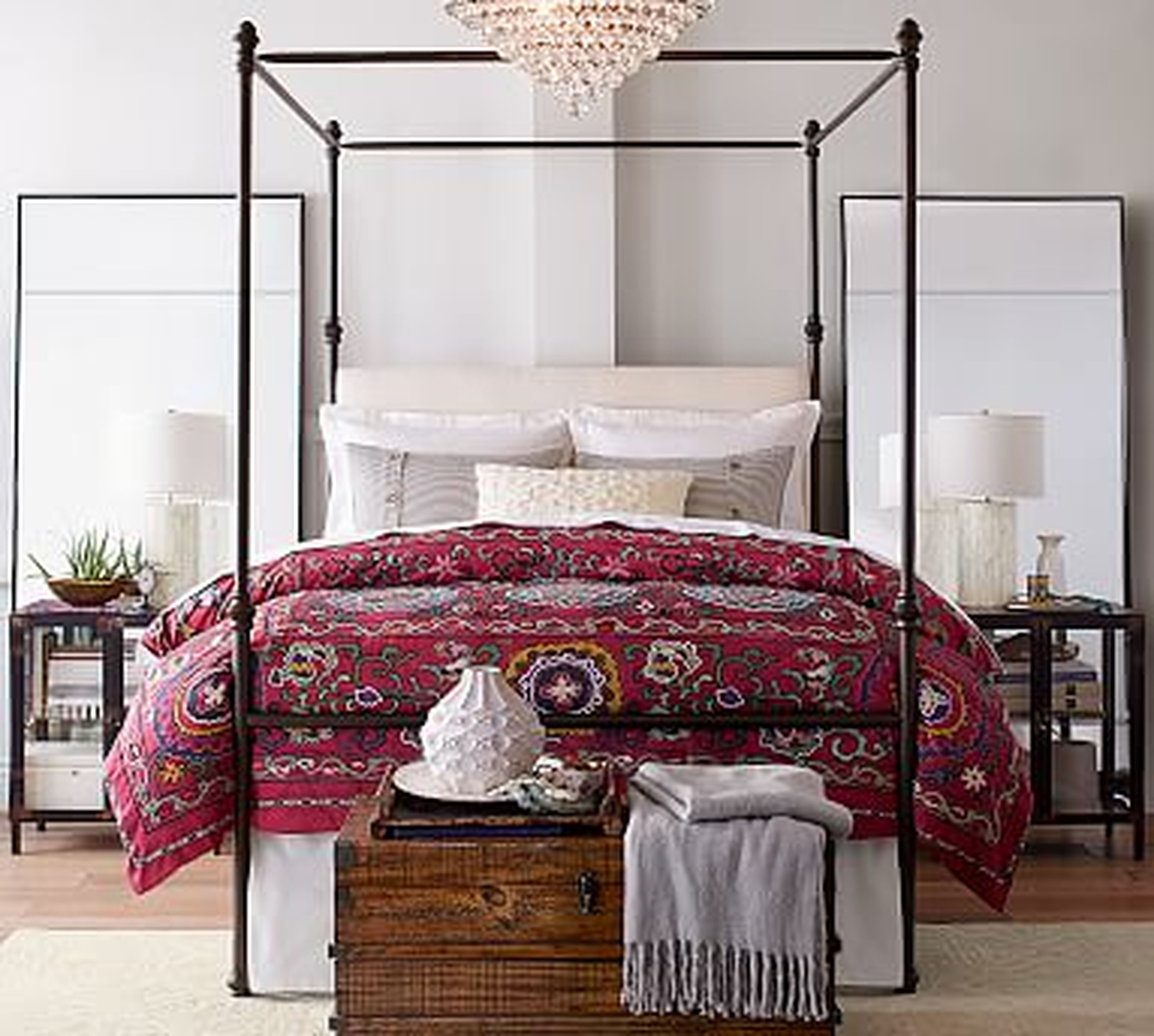 Antonia Metal Canopy Bed, King, Aged Bronze finish - Pottery Barn