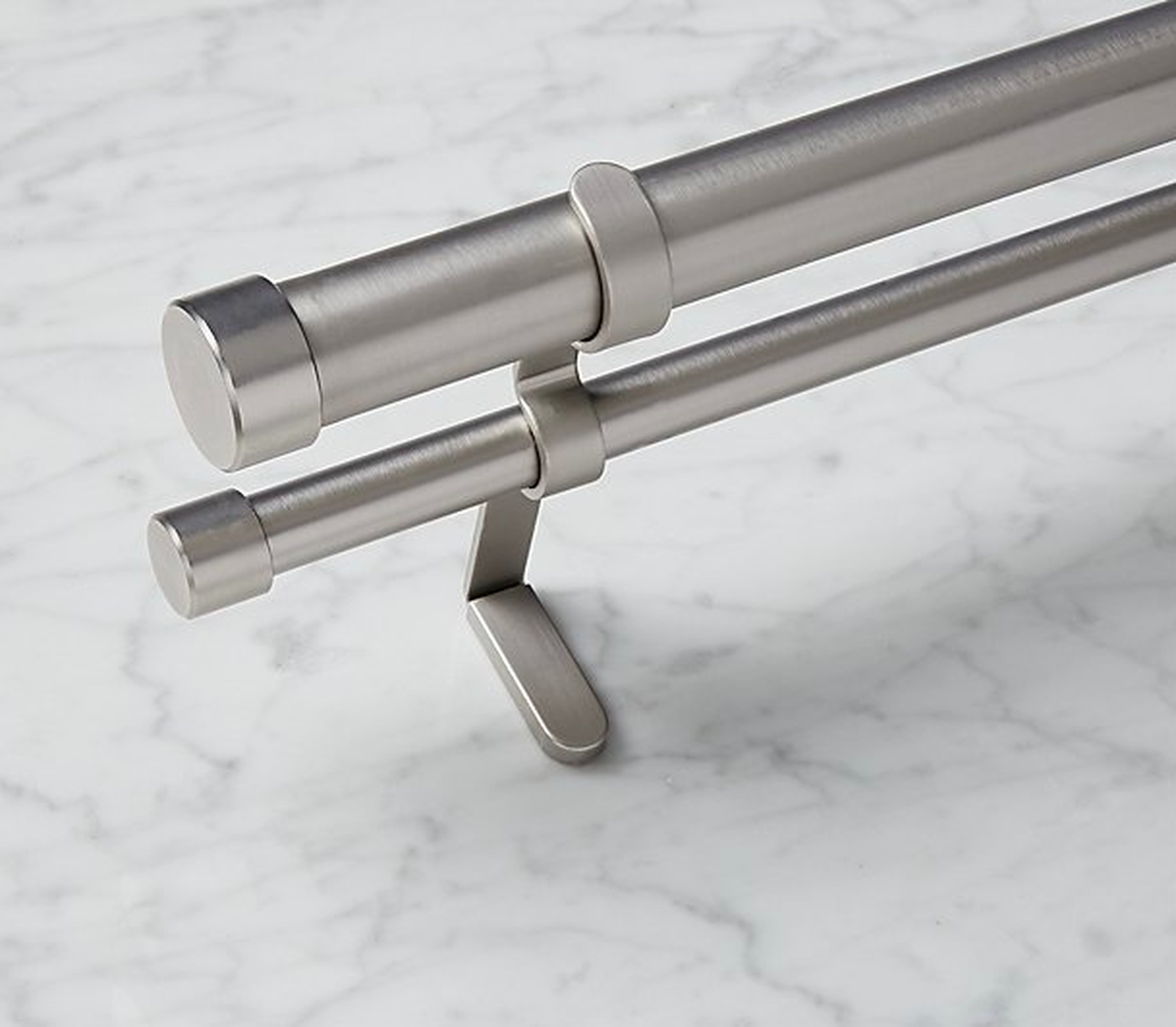 Brushed Aluminum Double Curtain Rod - 48" - 88" - CB2