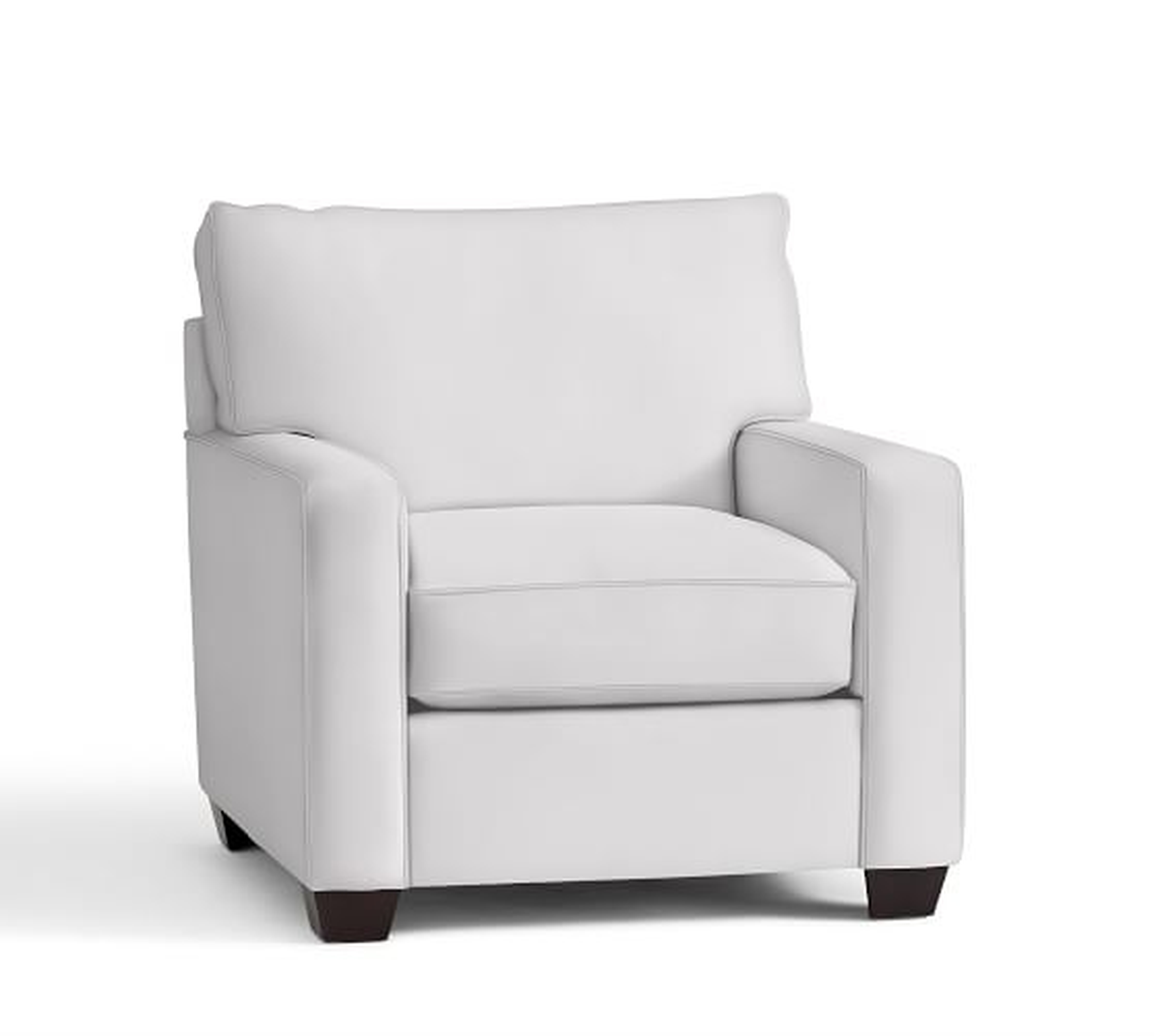 BUCHANAN SQUARE ARM UPHOLSTERED ARMCHAIR, Twill, White - Pottery Barn
