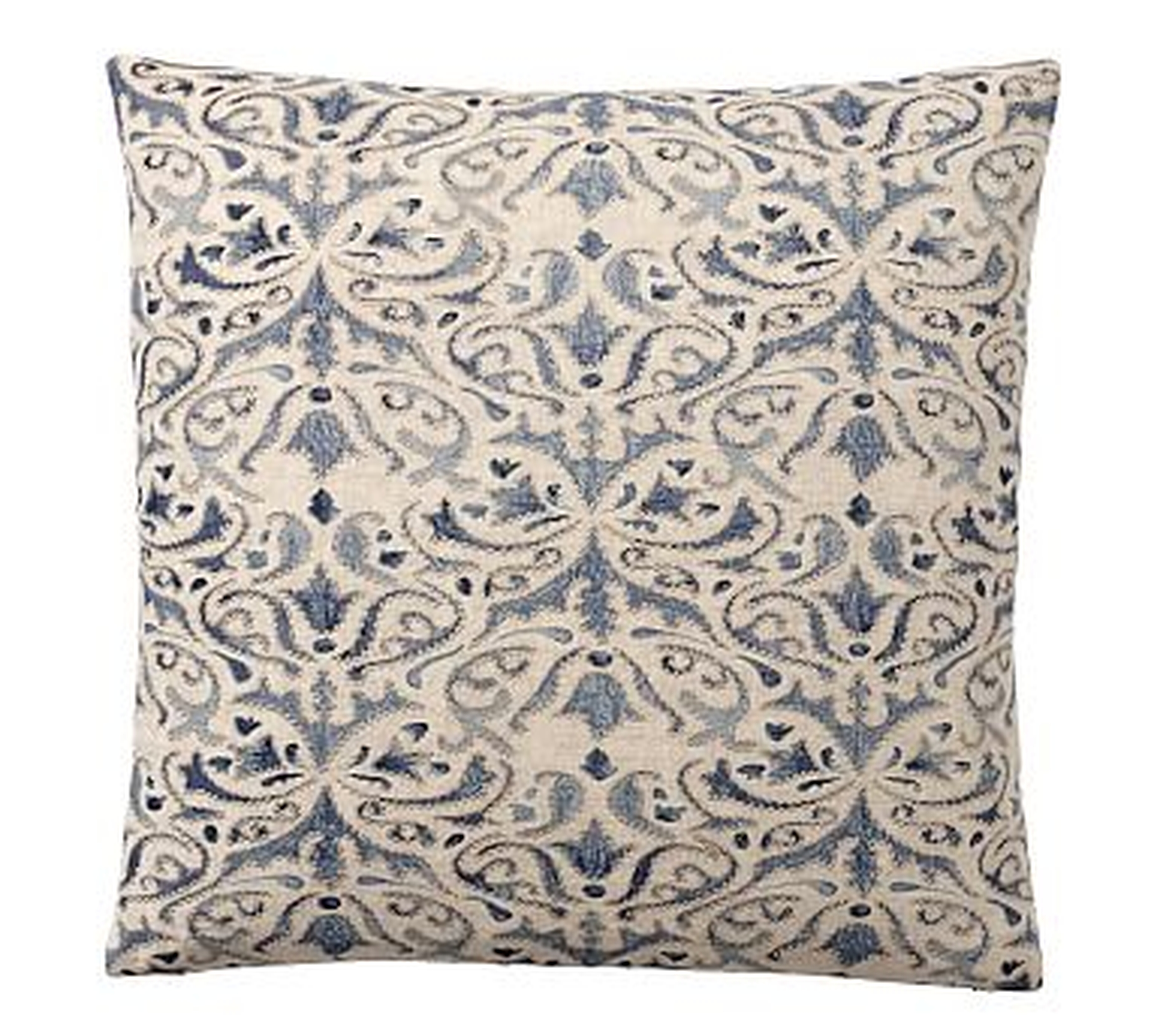 Reilley Embroidered Pillow Cover, 22", Blue - Pottery Barn