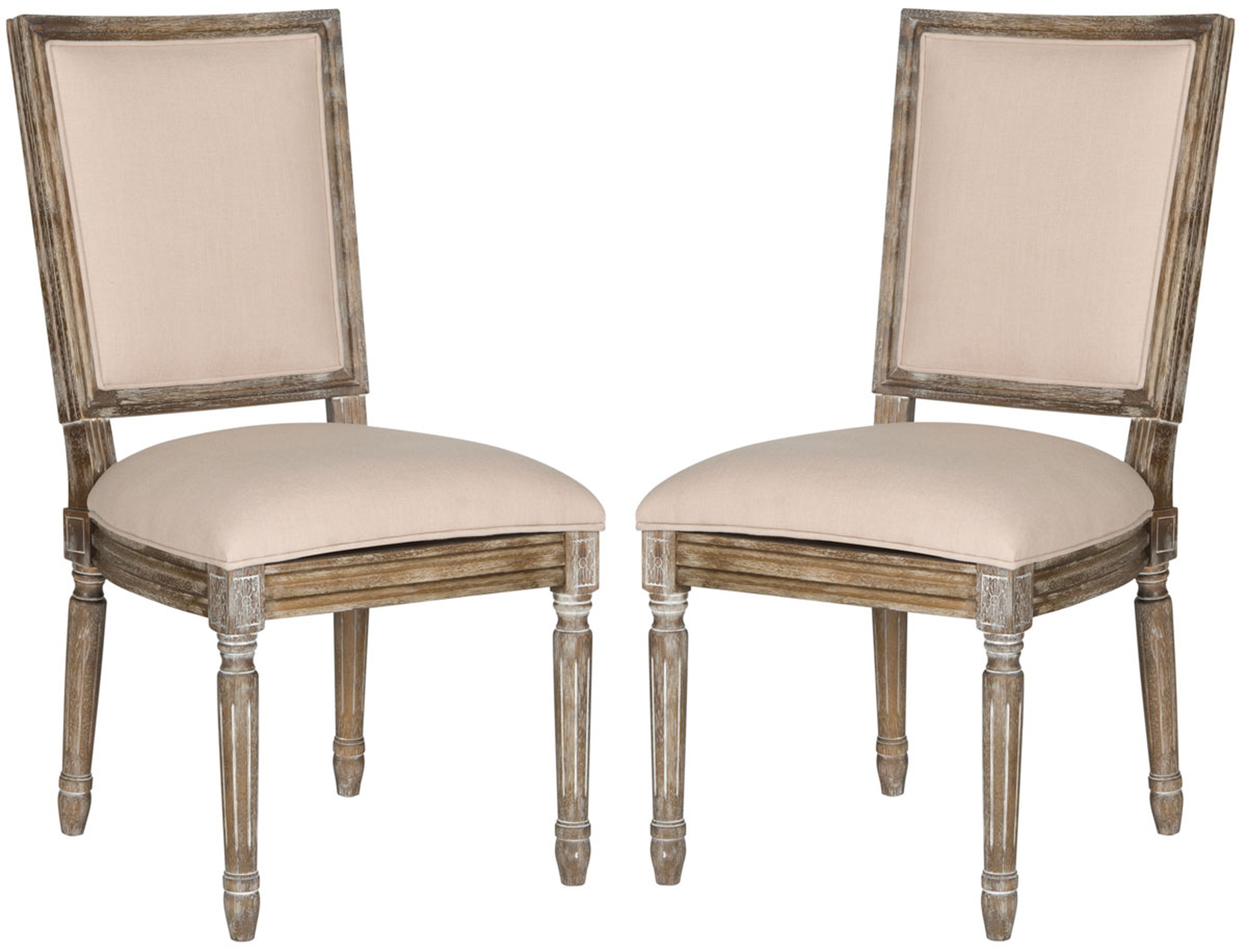 Buchanan 19''H French Brasserie Linen Rect Side Chair (Set of 2) - Beige/Rustic Oak - Arlo Home - Arlo Home