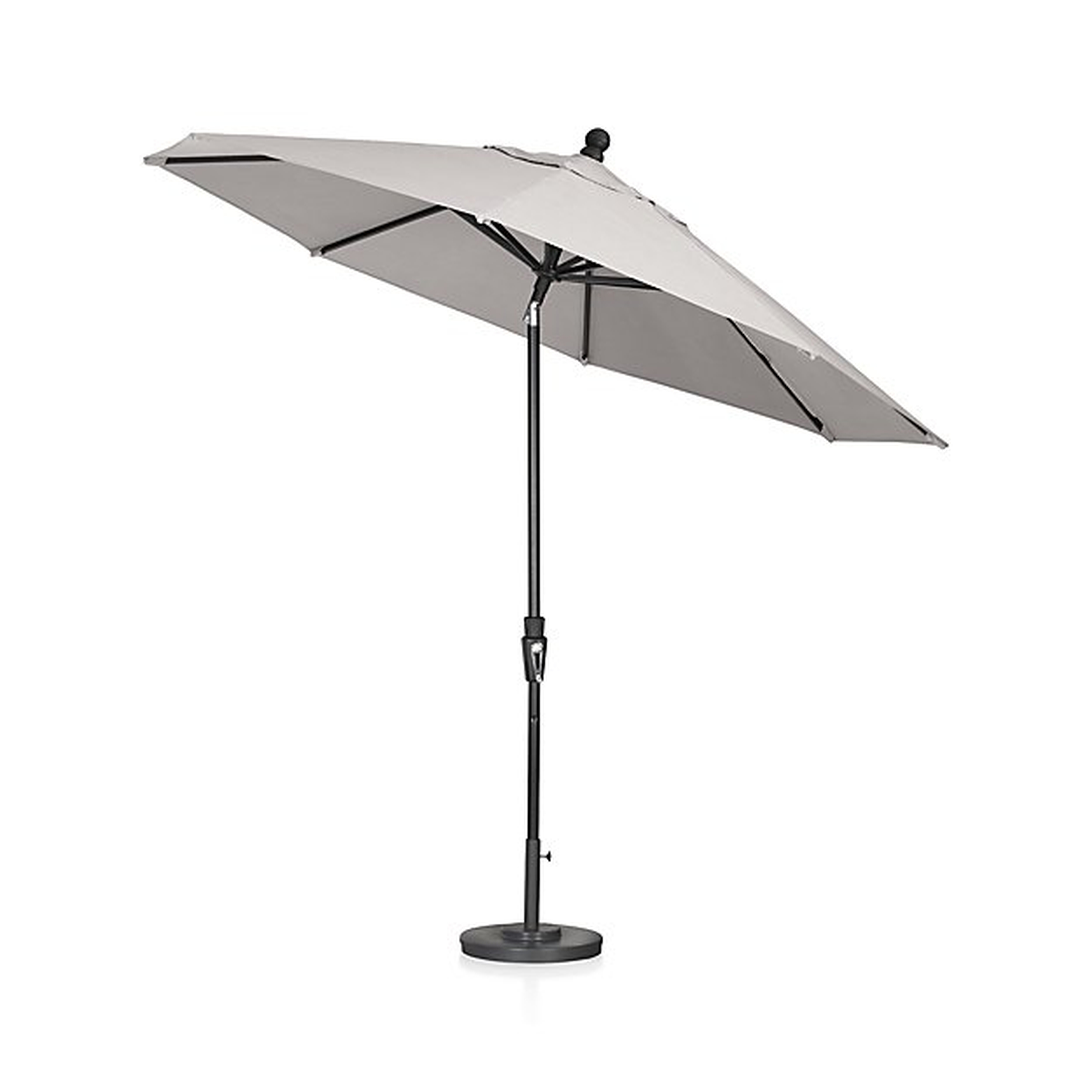 9' Round Sunbrella ® Silver Patio Umbrella with Tilt Black Frame - Crate and Barrel