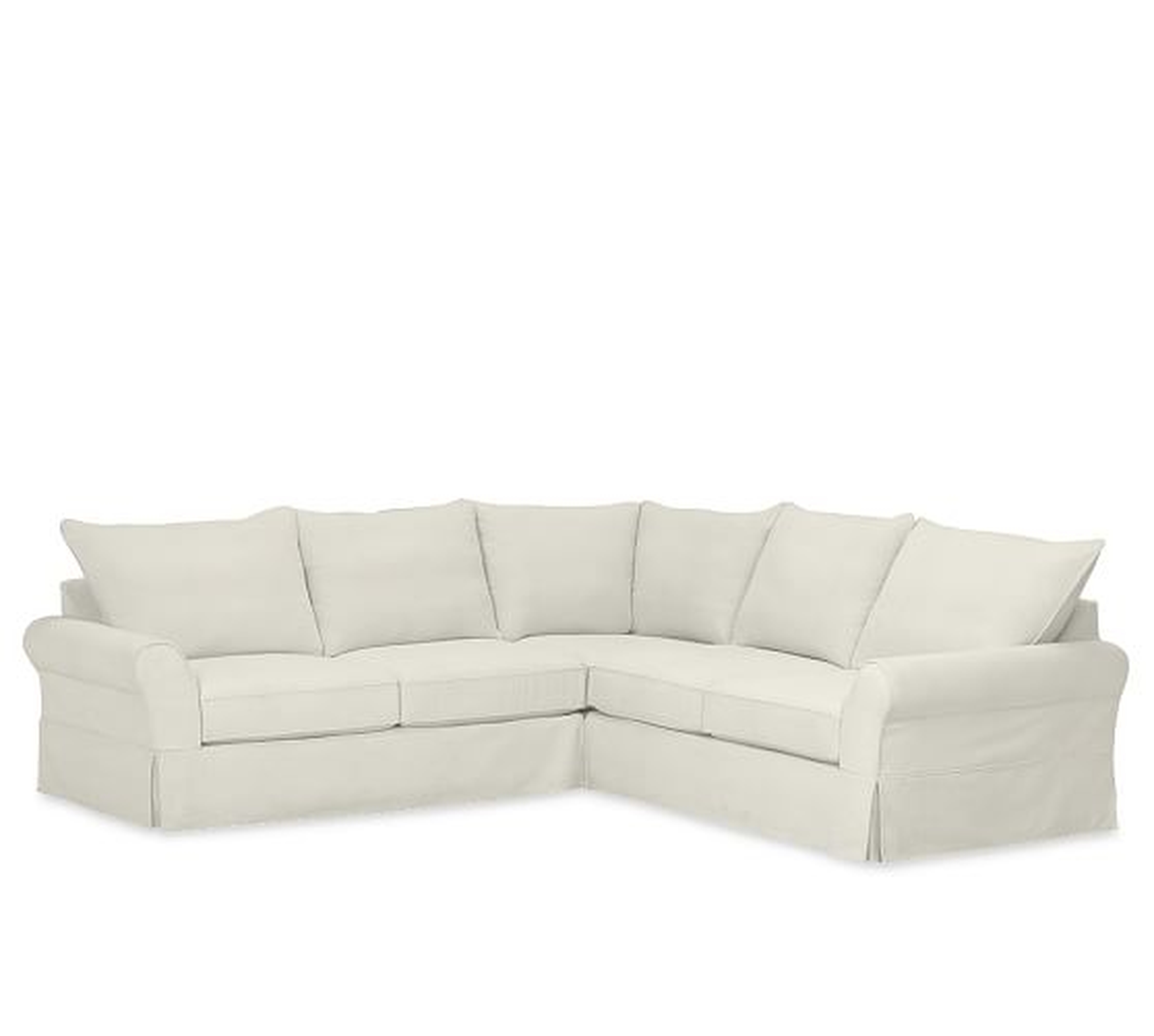 PB COMFORT ROLL ARM SLIPCOVERED 3-PIECE L-SHAPED SECTIONAL WITH CORNER - Pottery Barn