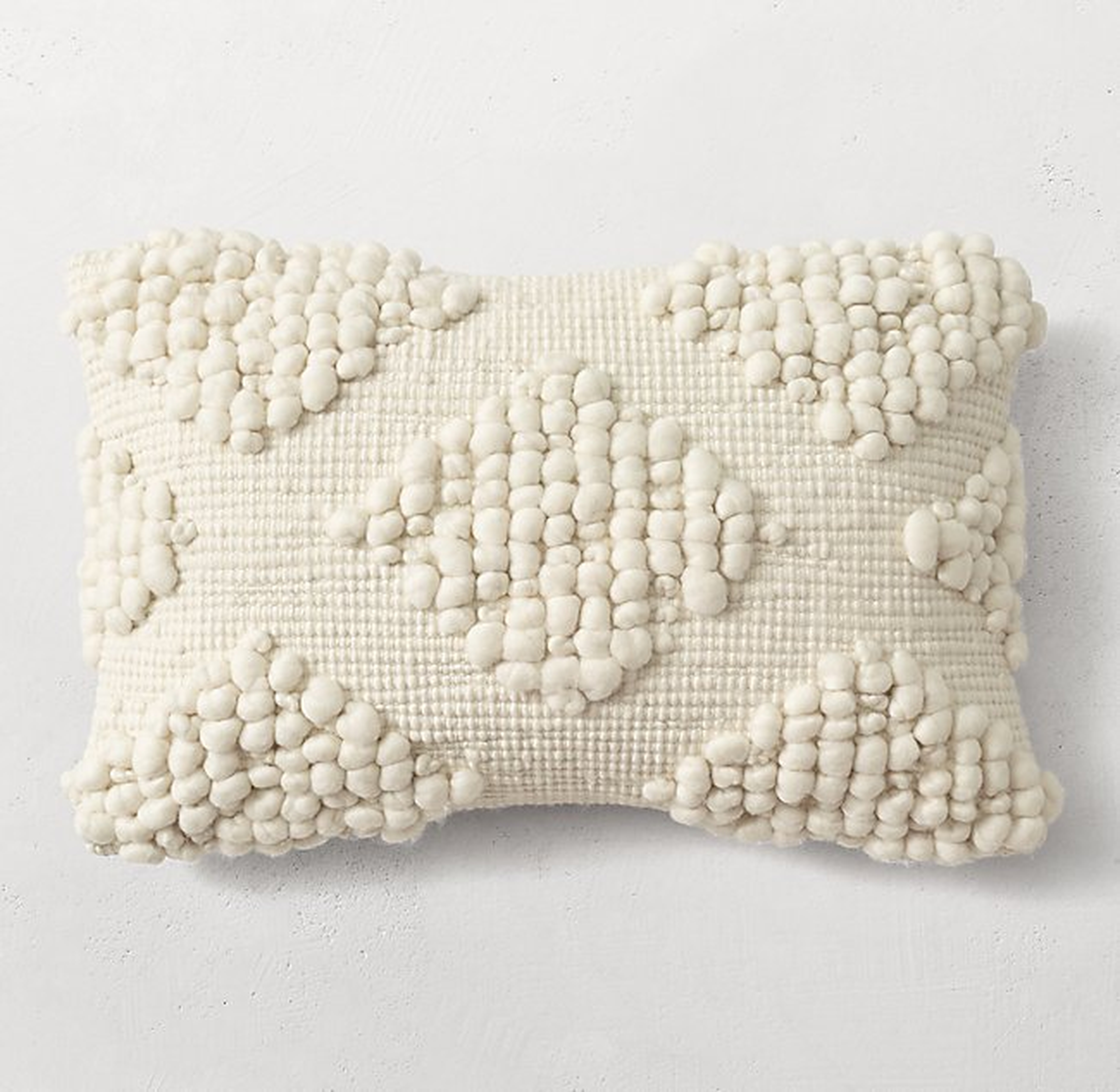 Textured Merino Wool Diamond Lumbar Pillow Cover, 21" x 13" - RH