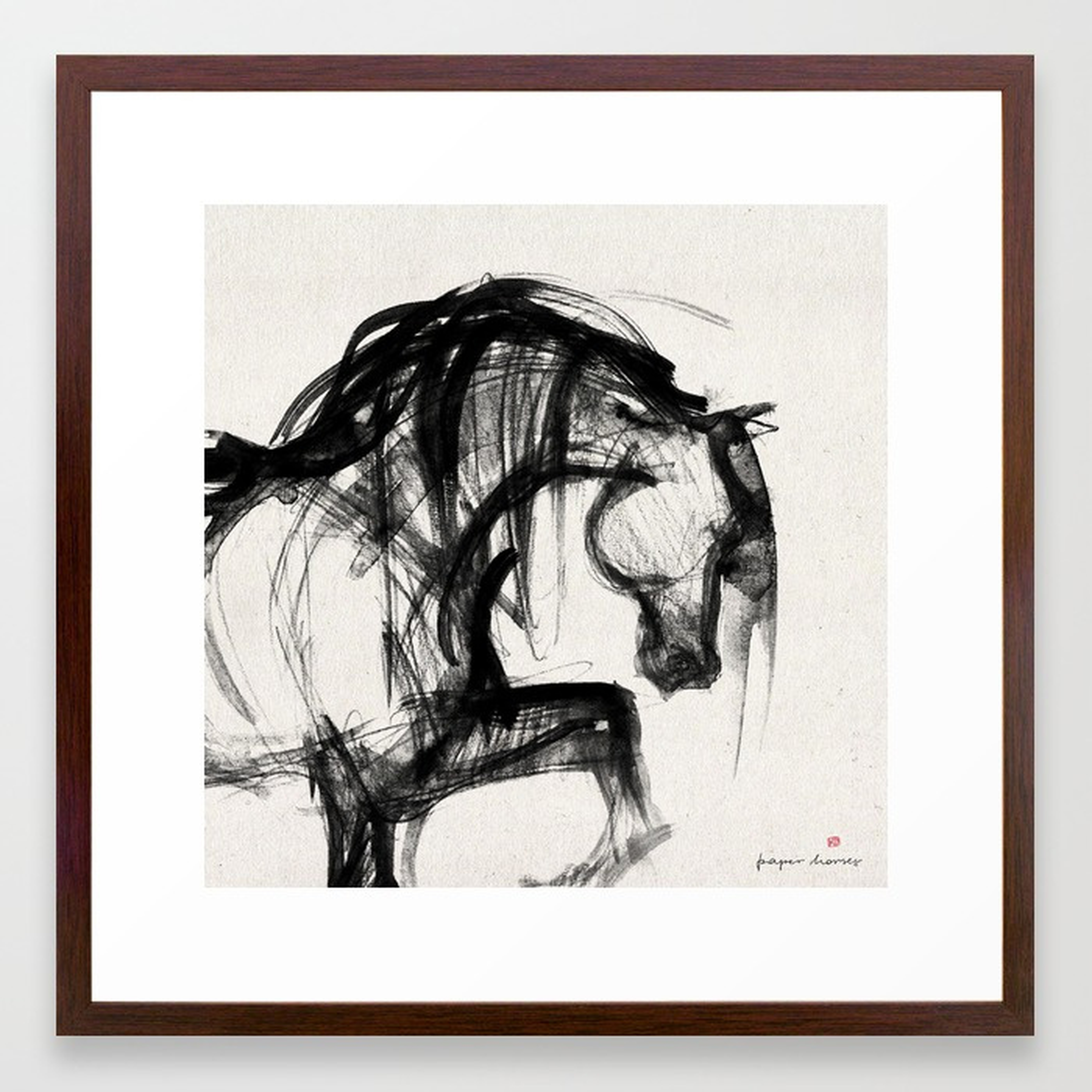 Horse (Saklavi Portrait) - Walnut Frame 22" x 22" - Society6