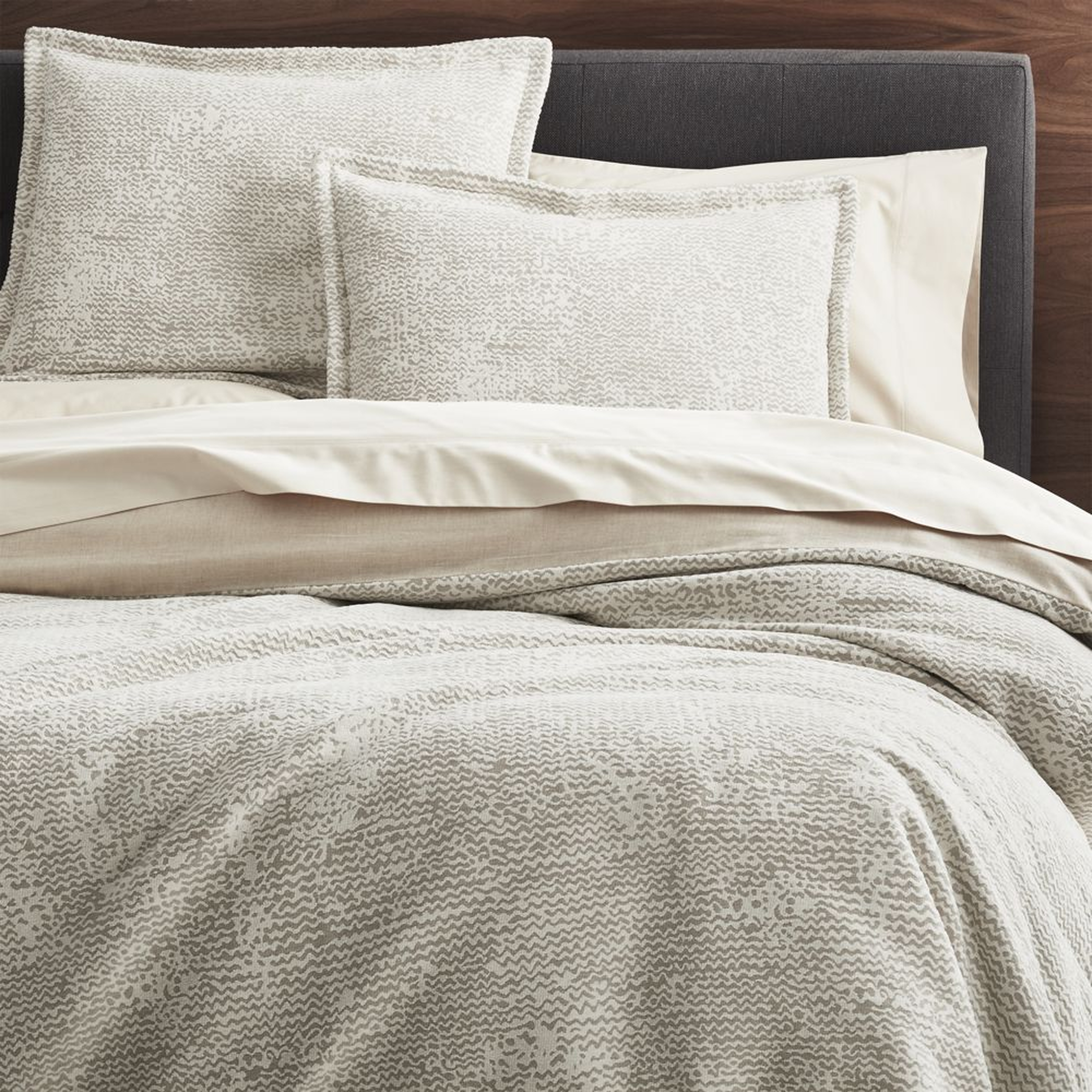 Brice Natural Patterned King Duvet Cover - Crate and Barrel