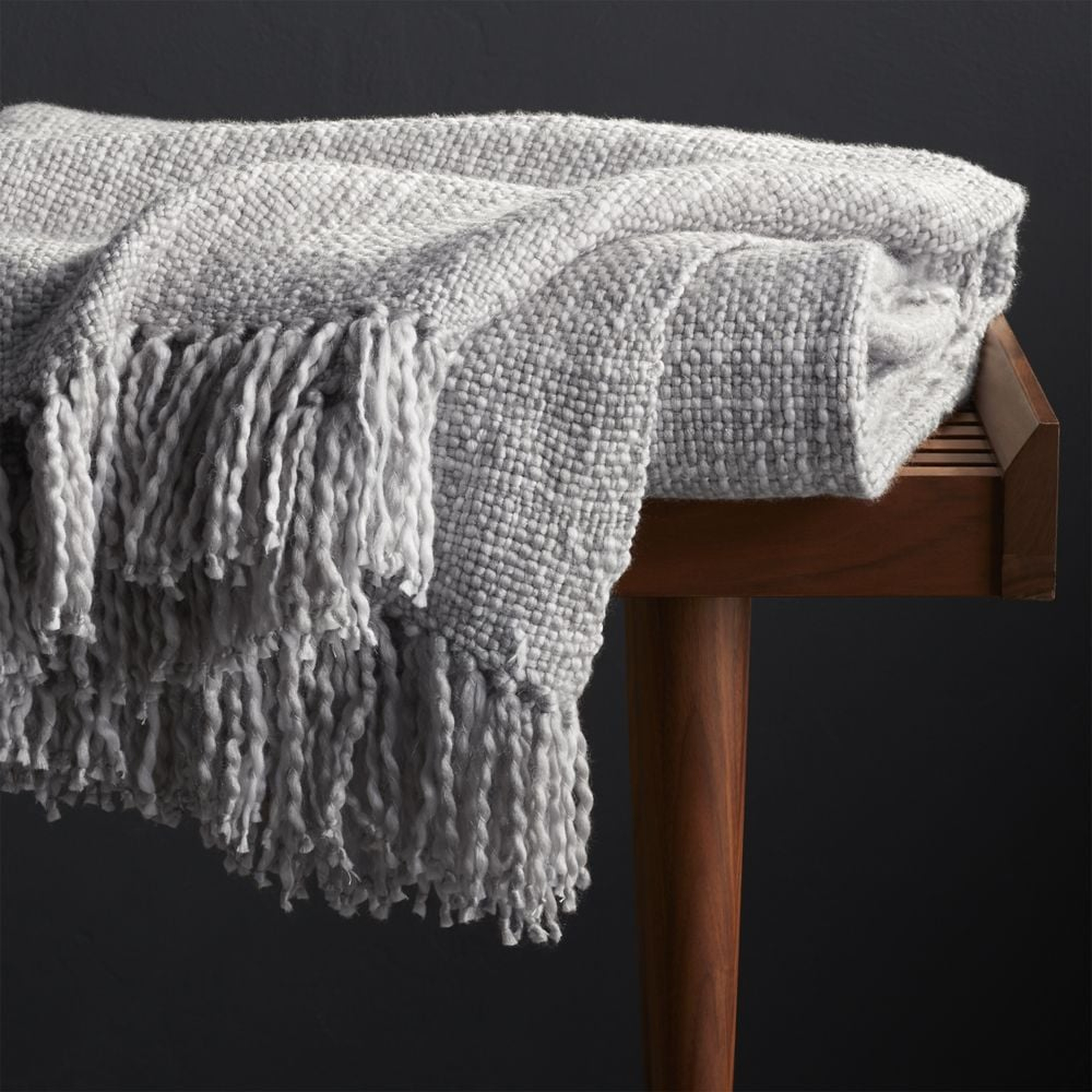 Styles 80"x80" Dove Fringe Throw Blanket - Crate and Barrel