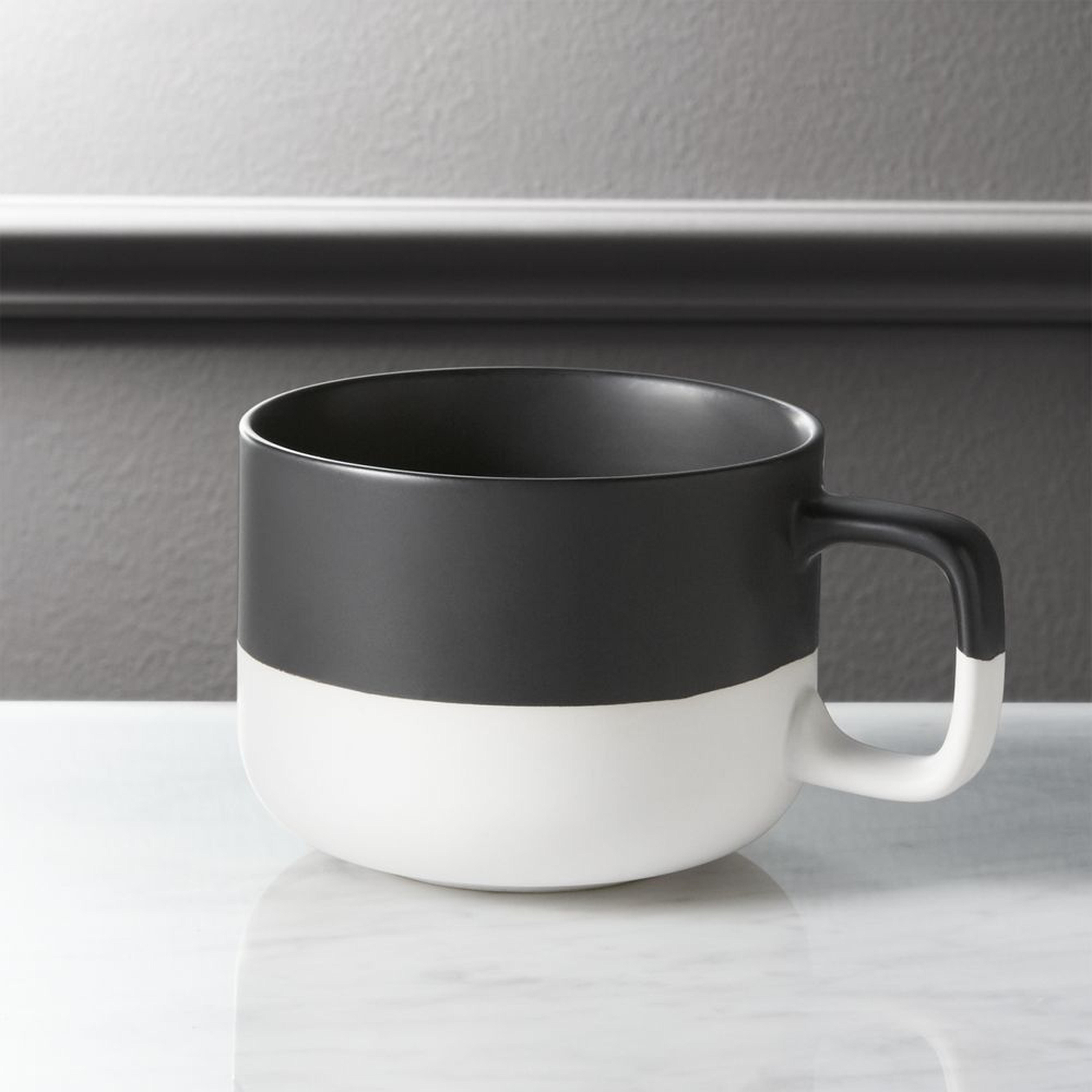 Black and White Ceramic Coffee Mug 14 oz - CB2
