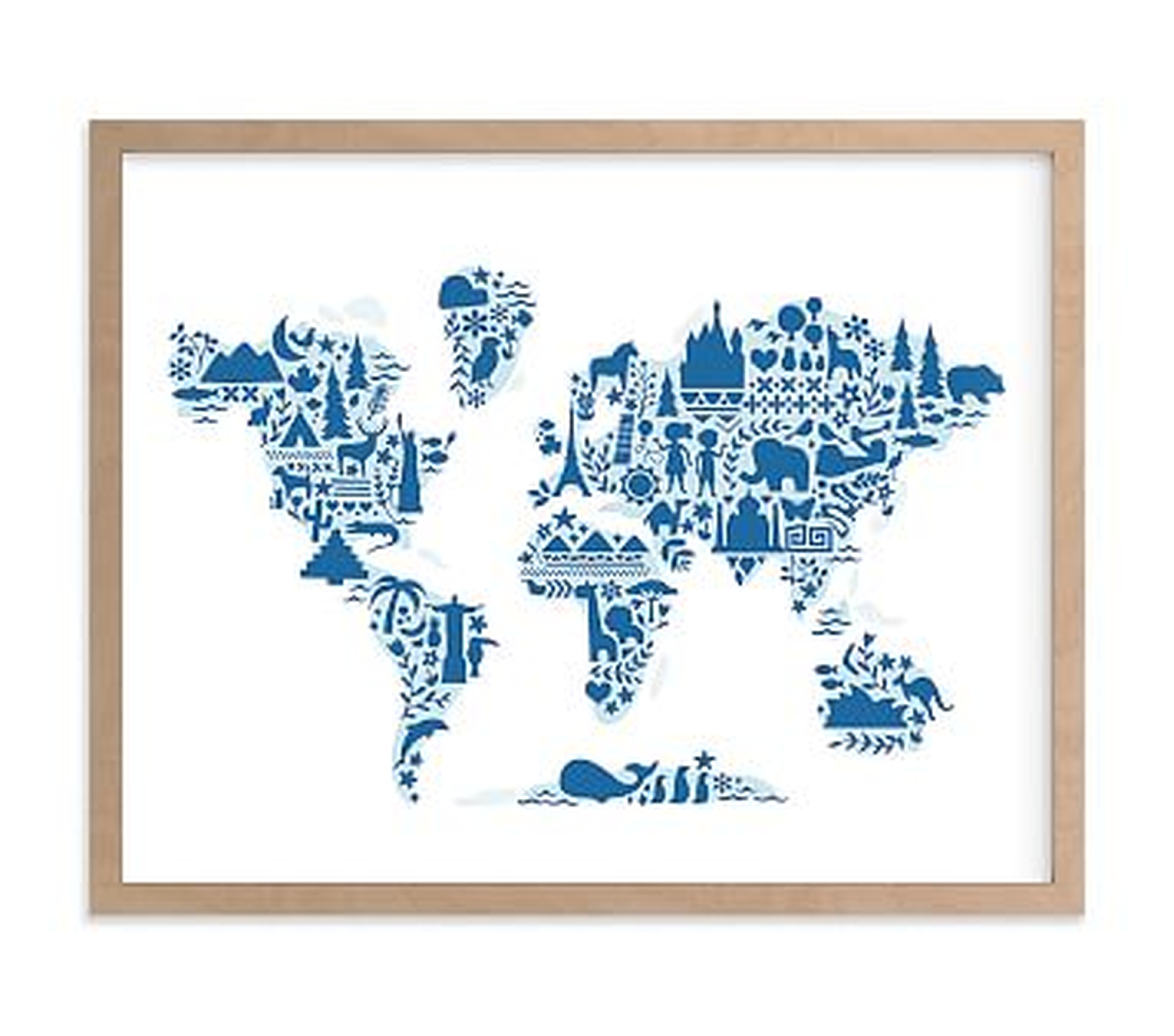 Little Big World Map Wall Art by Minted(R) 40x30, Natural - Pottery Barn Kids