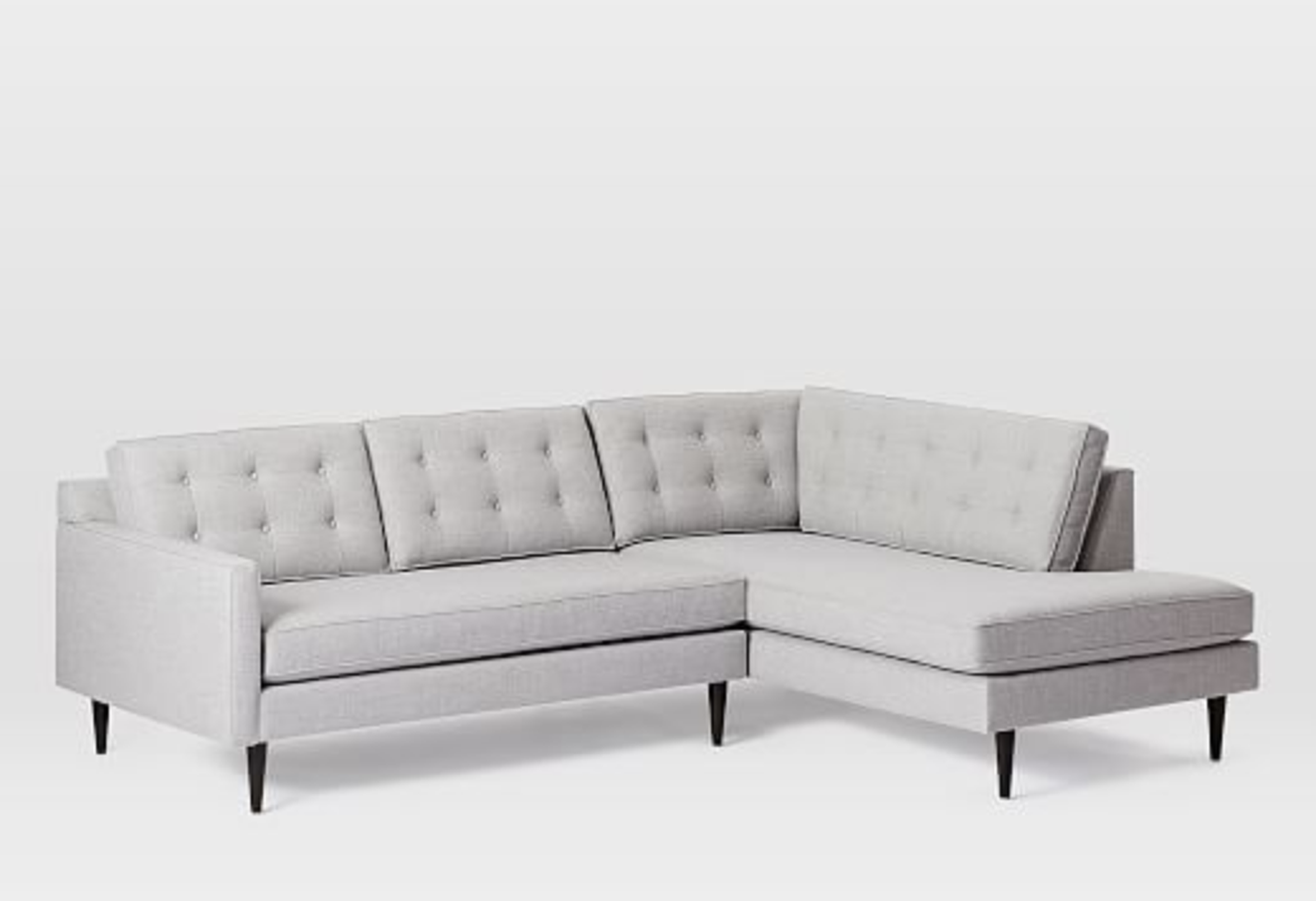 Drake RIGHT Terminal Chaise 2-Piece Sectional: Left Arm Sofa, Right Arm Terminal Chaise, Twill, Platinum - West Elm