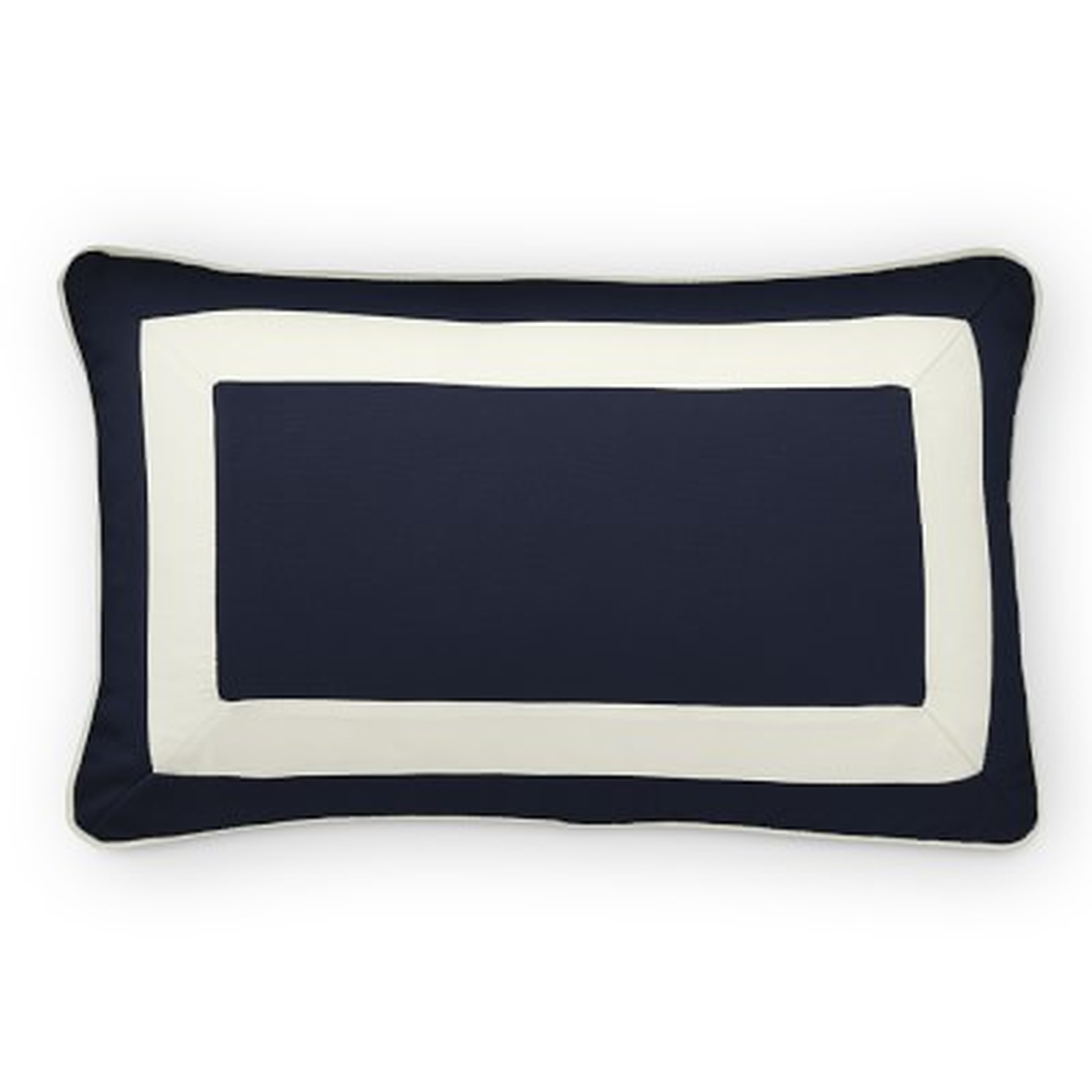 Sunbrella Outdoor Solid Lumbar Pillow Cover with White Border, 14" X 22", Navy - Williams Sonoma