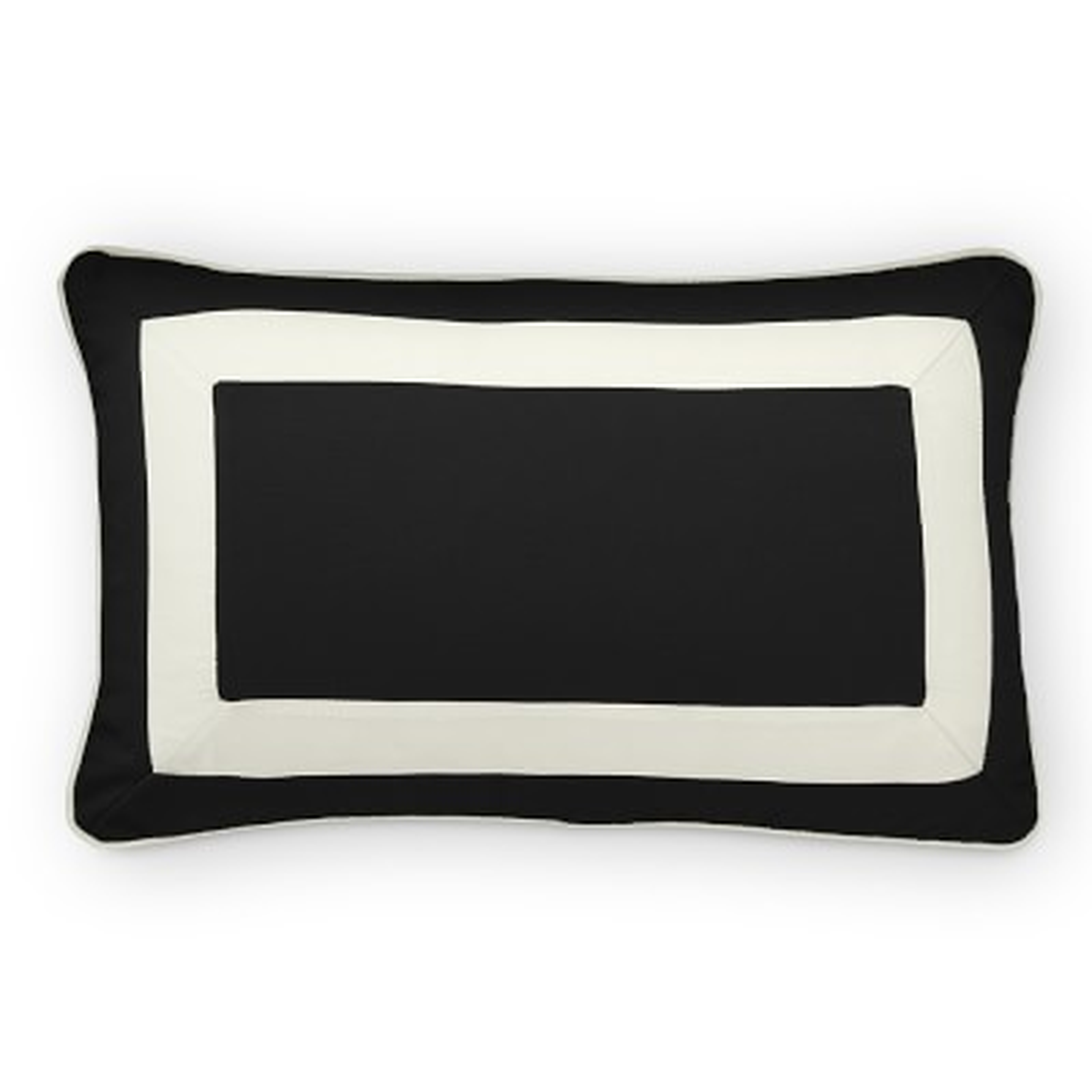 Sunbrella Outdoor Solid Lumbar Pillow Cover with White Border, 14" X 22", Black - Williams Sonoma