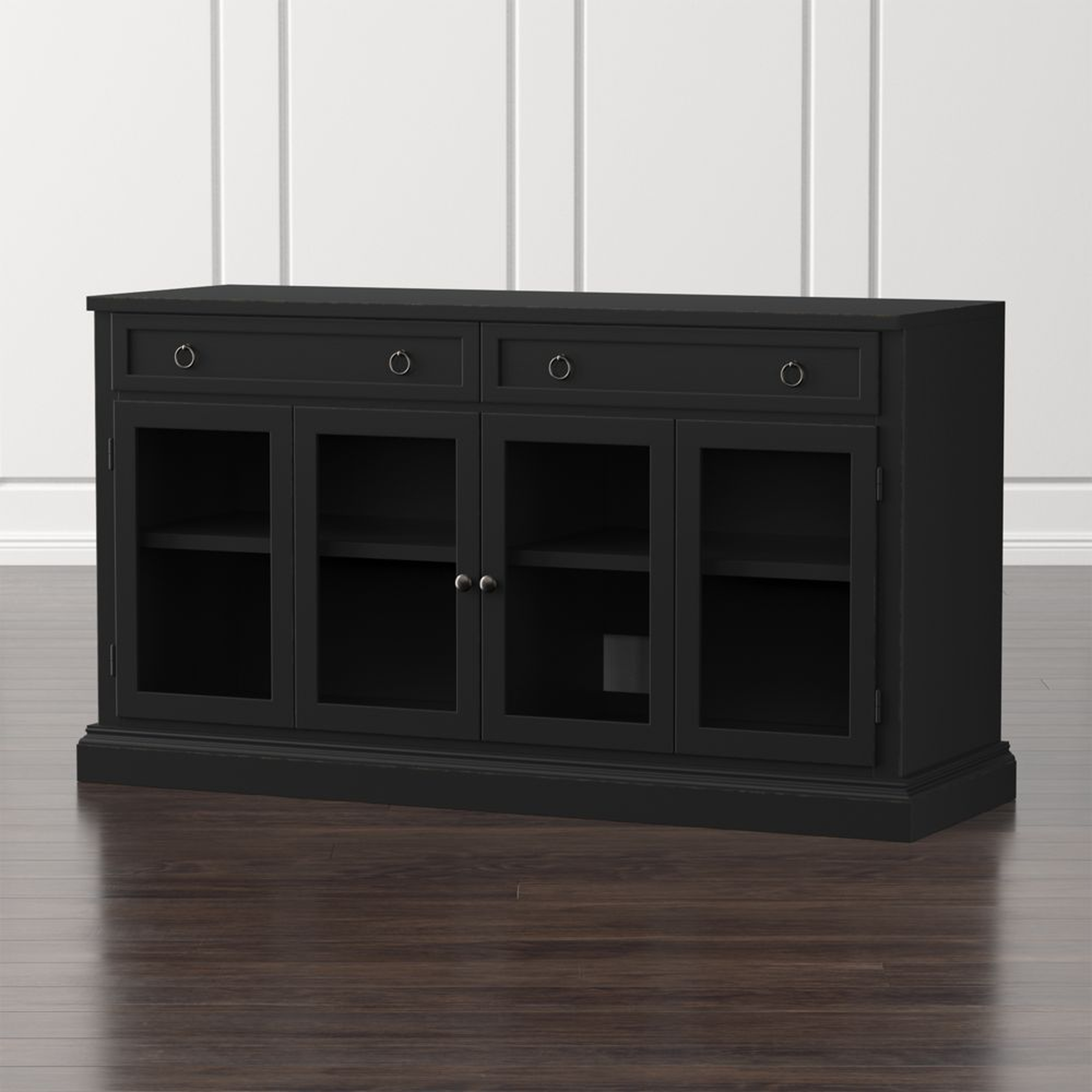 Cameo 62" Bruno Black Modular Media Console with Glass Doors - Crate and Barrel