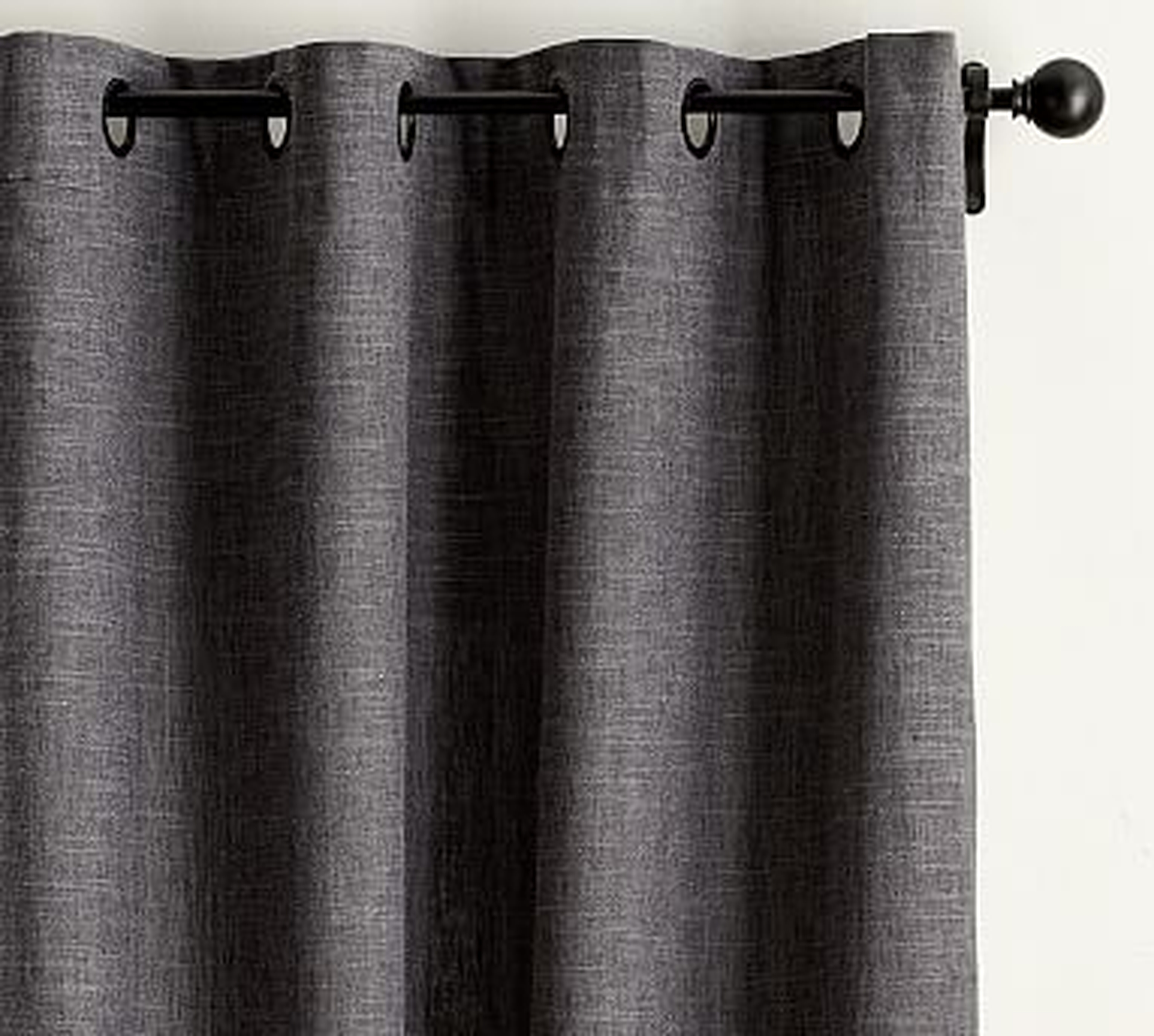 Emery Linen/Cotton Grommet Drape with Blackout, 50 x 108", Charcoal - Pottery Barn