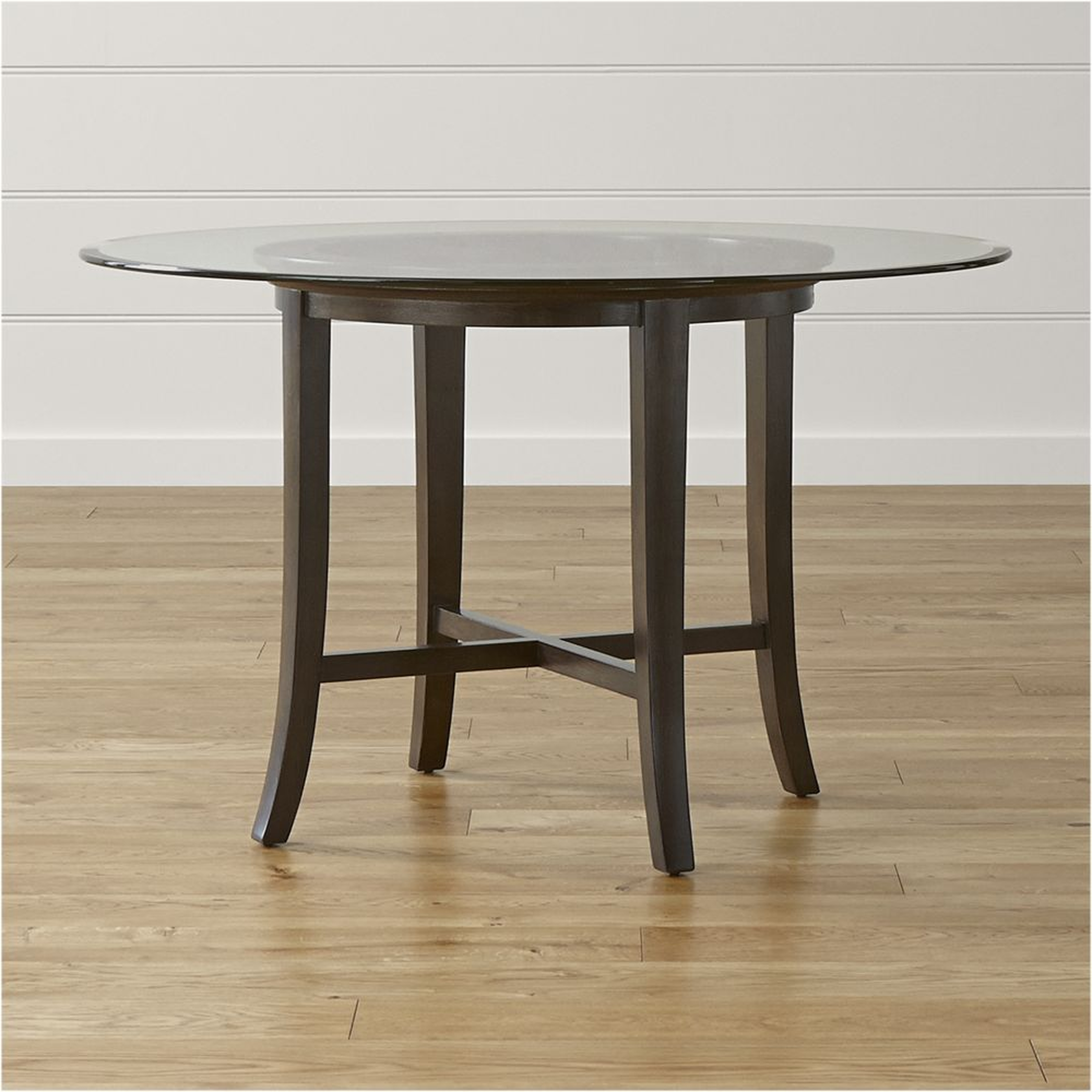 Halo Ebony Round Dining Table with 48" Glass Top - Ebony - Crate and Barrel