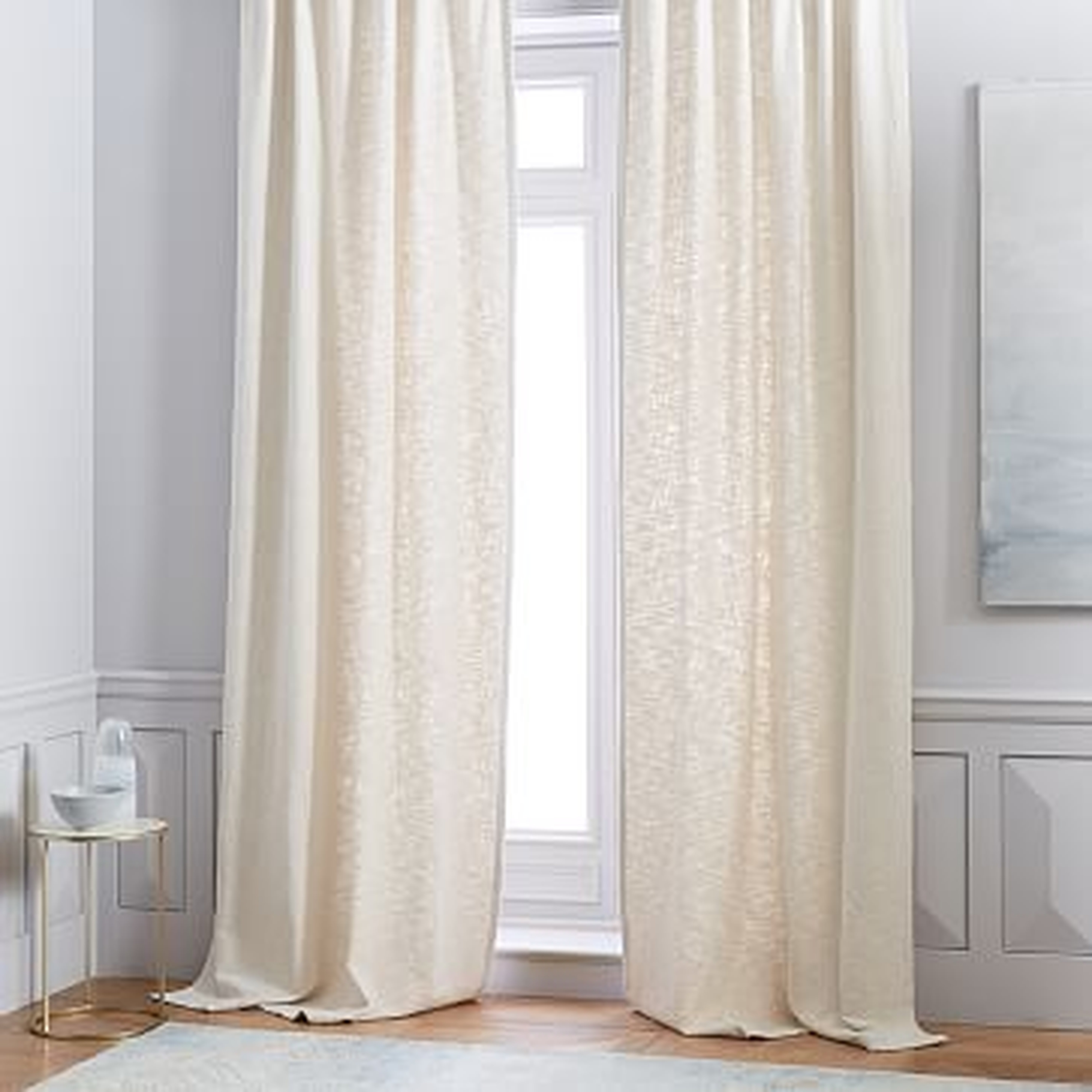 Cotton Textured Weave Curtain - Stone White - West Elm