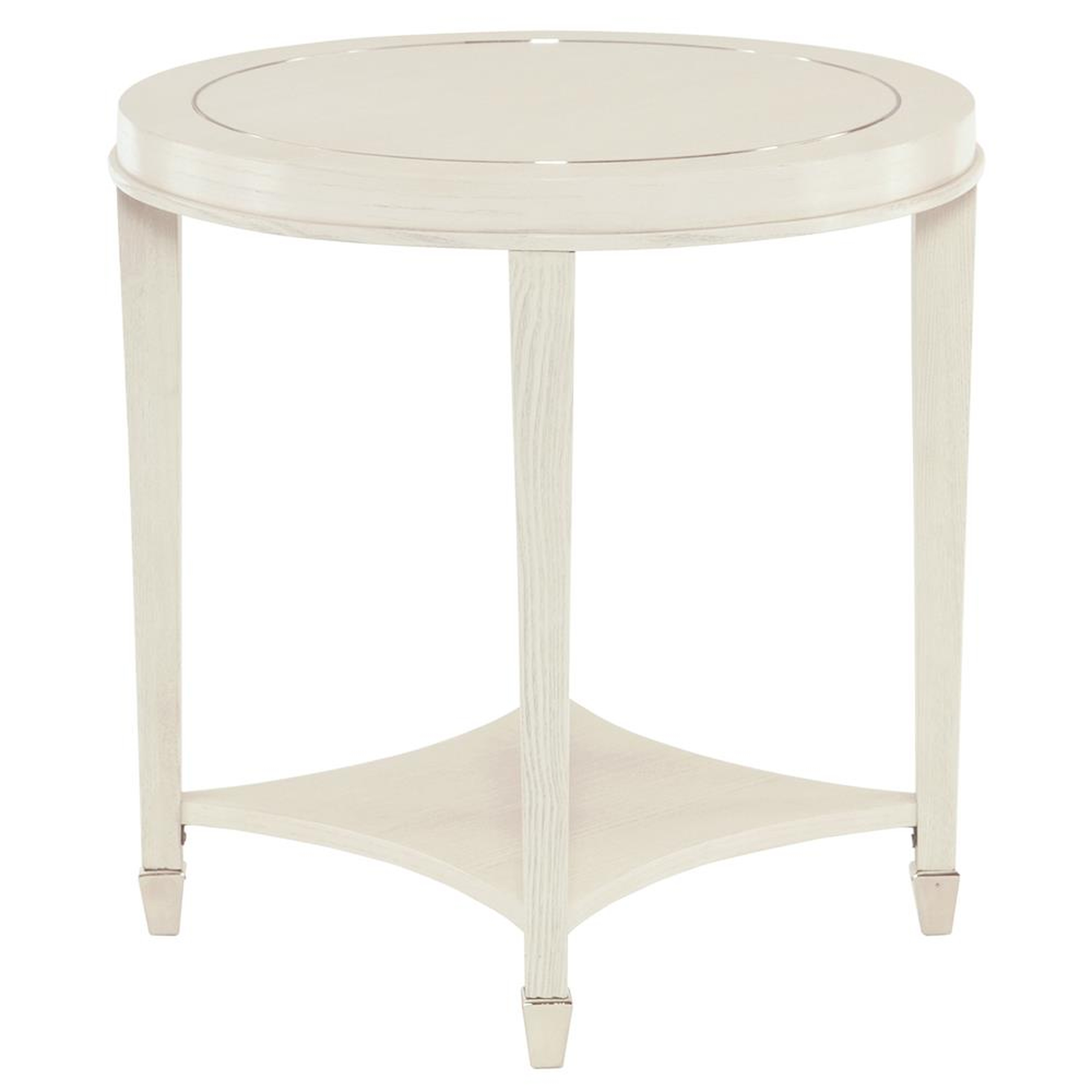 Gretta Polished Ivory Hollywood Regency Inlay Round Side Table - Kathy Kuo Home