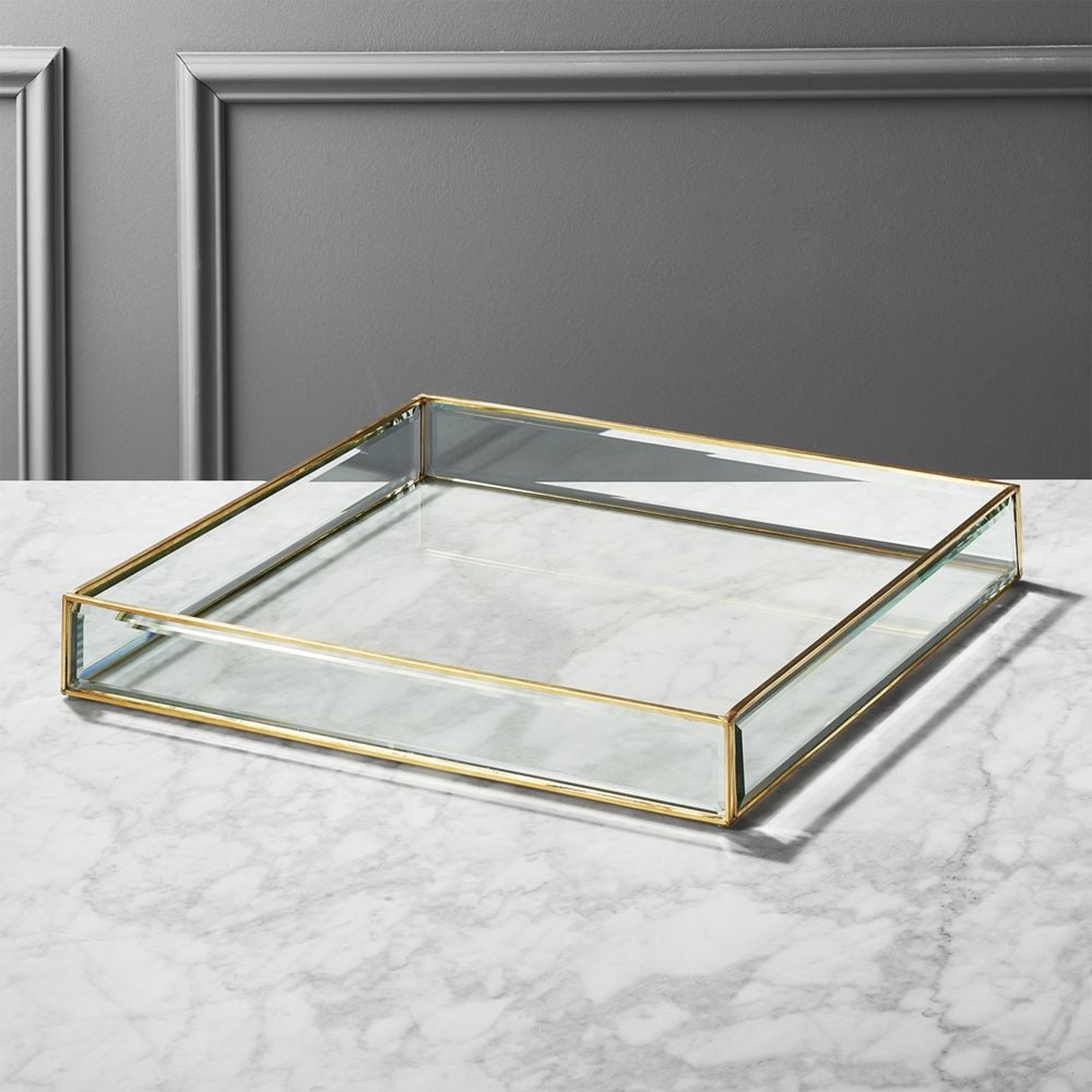 Large Glass and Brass Tray - CB2