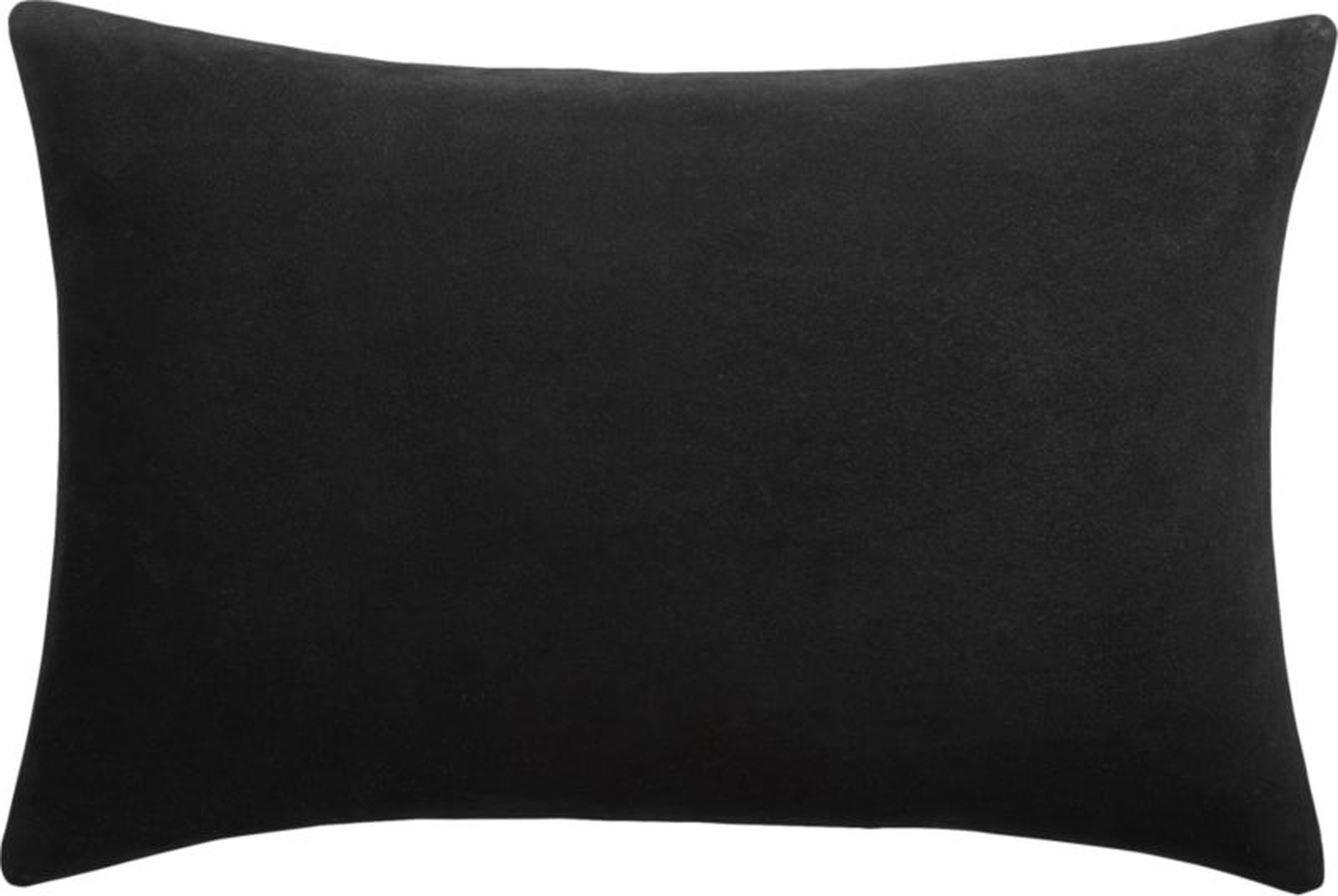 Loki Black Suede Pillow with Feather-Down Insert, 18" x 12" - CB2