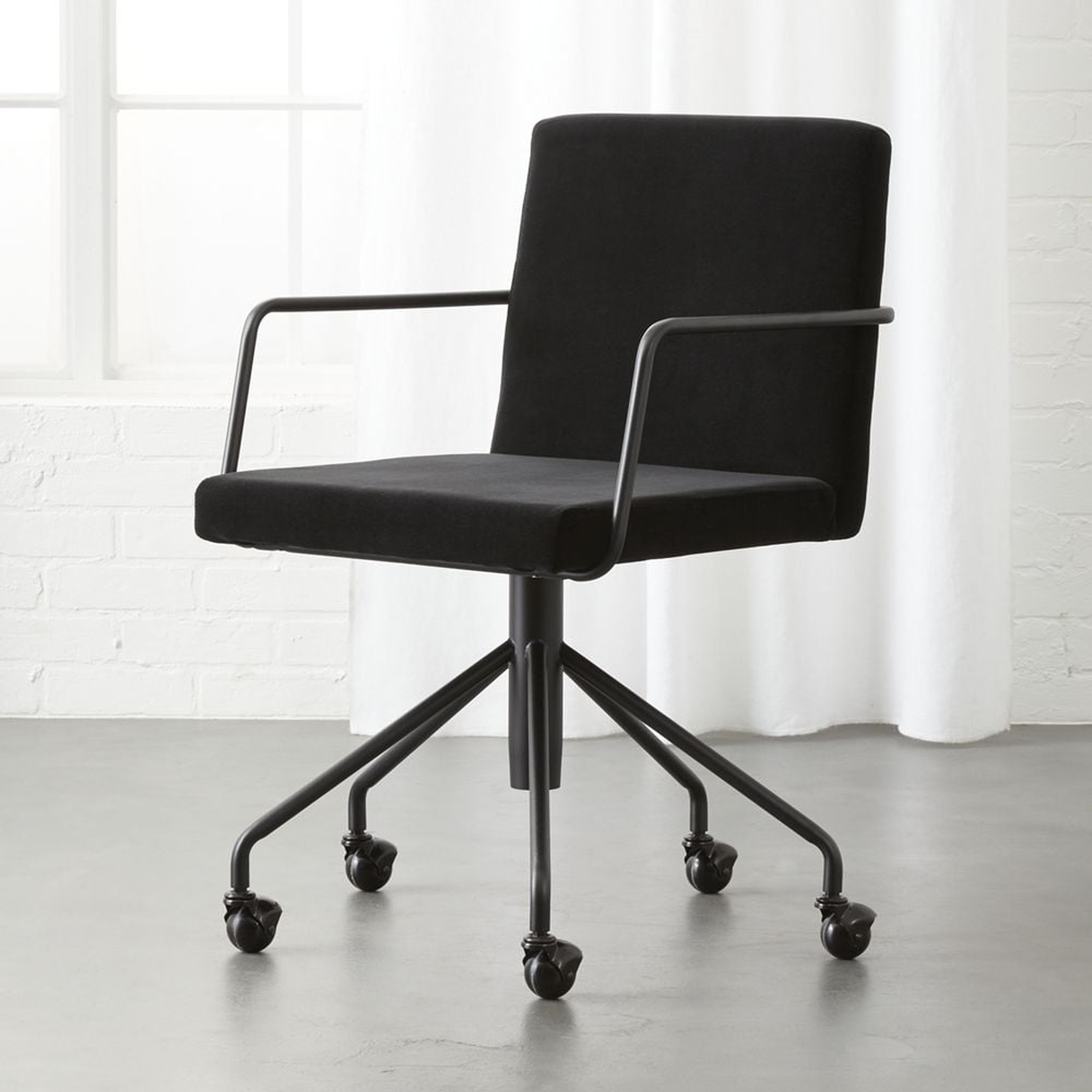 Rouka Black Velvet Office Chair - CB2