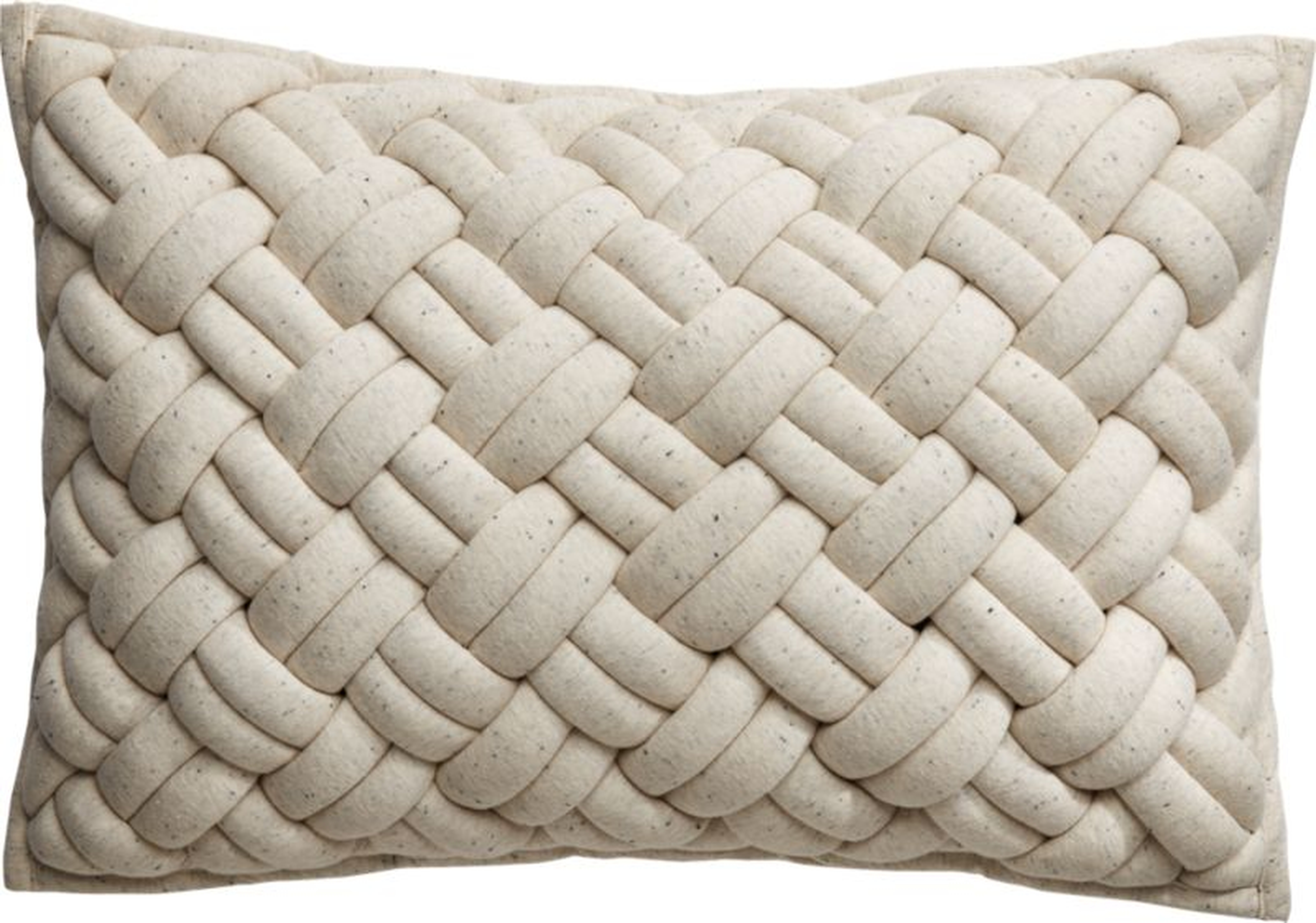 "18""x12"" Jersey Ivory InterKnit Pillow with Feather-Down Insert" - CB2