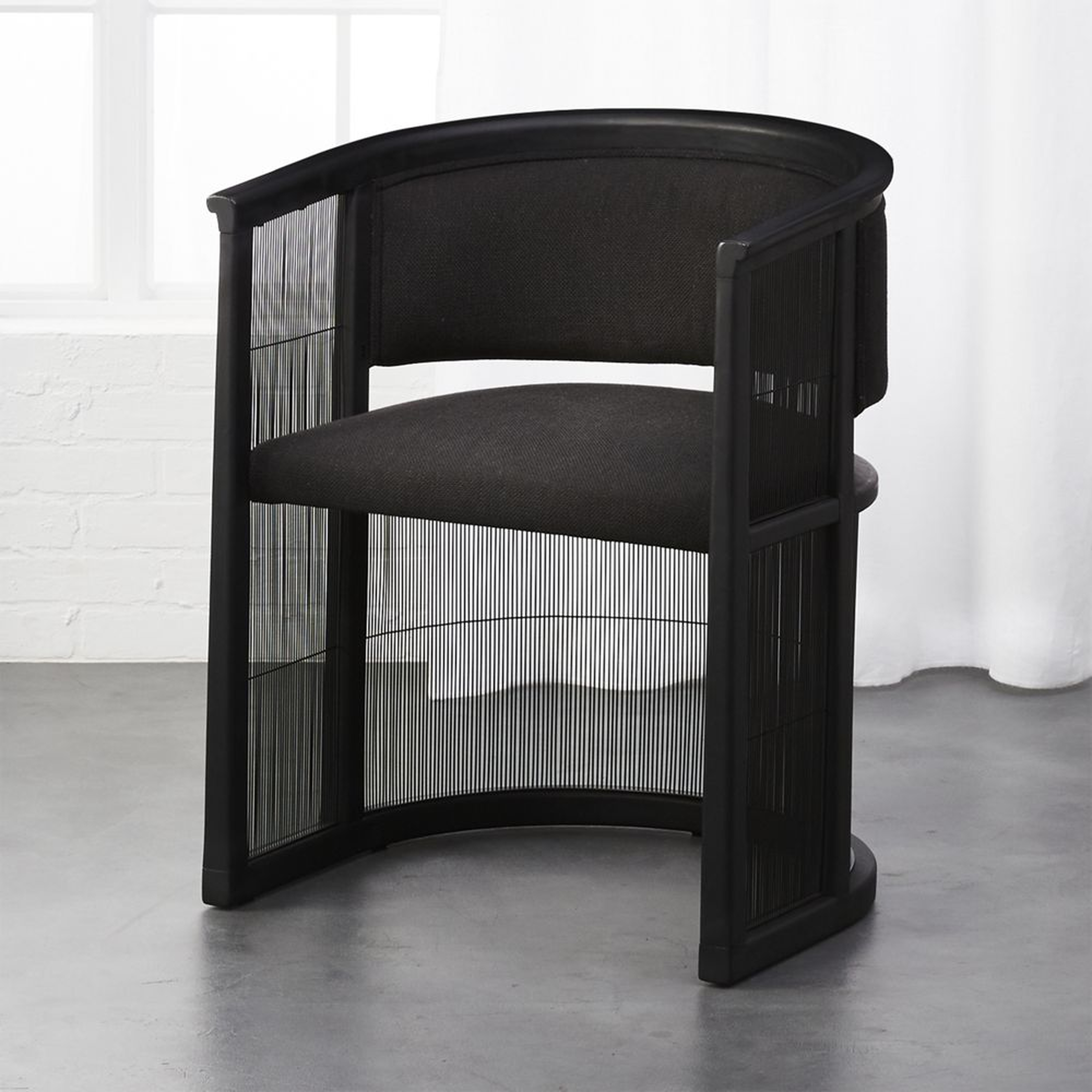 Kaishi Black Fabric Chair with Blackened Ash Frame - CB2