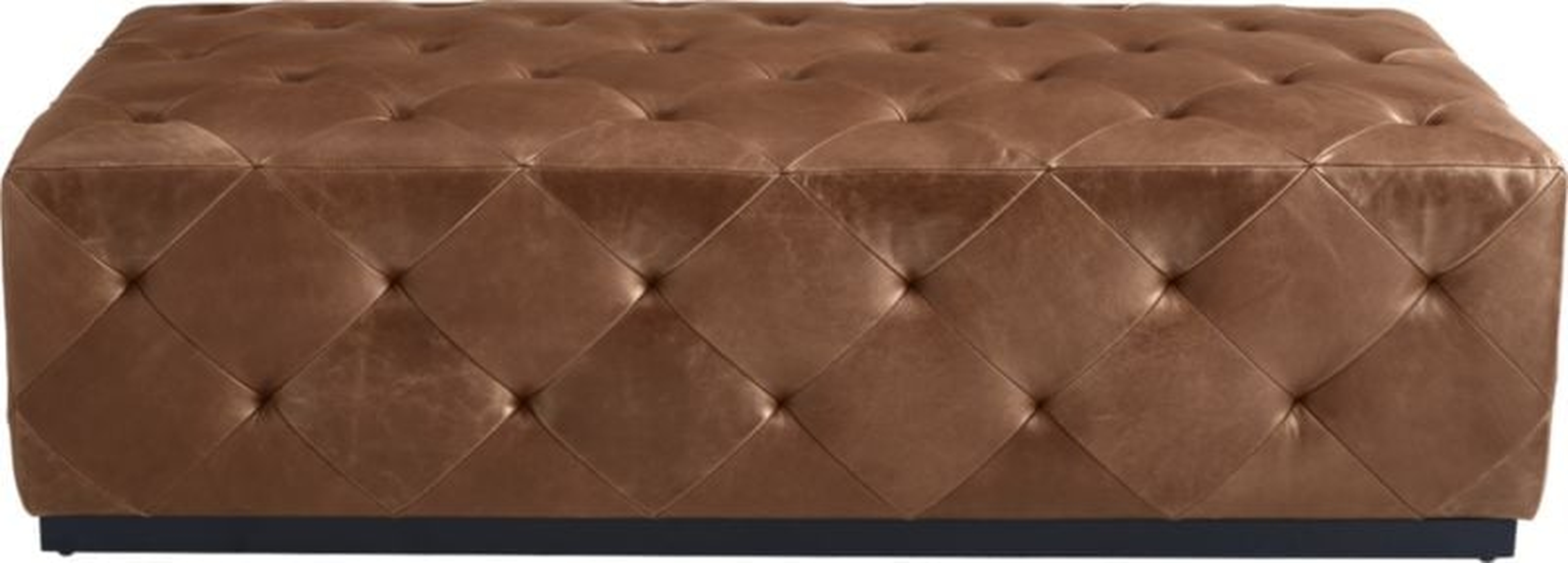 Saddle Leather Tufted Ottoman - CB2
