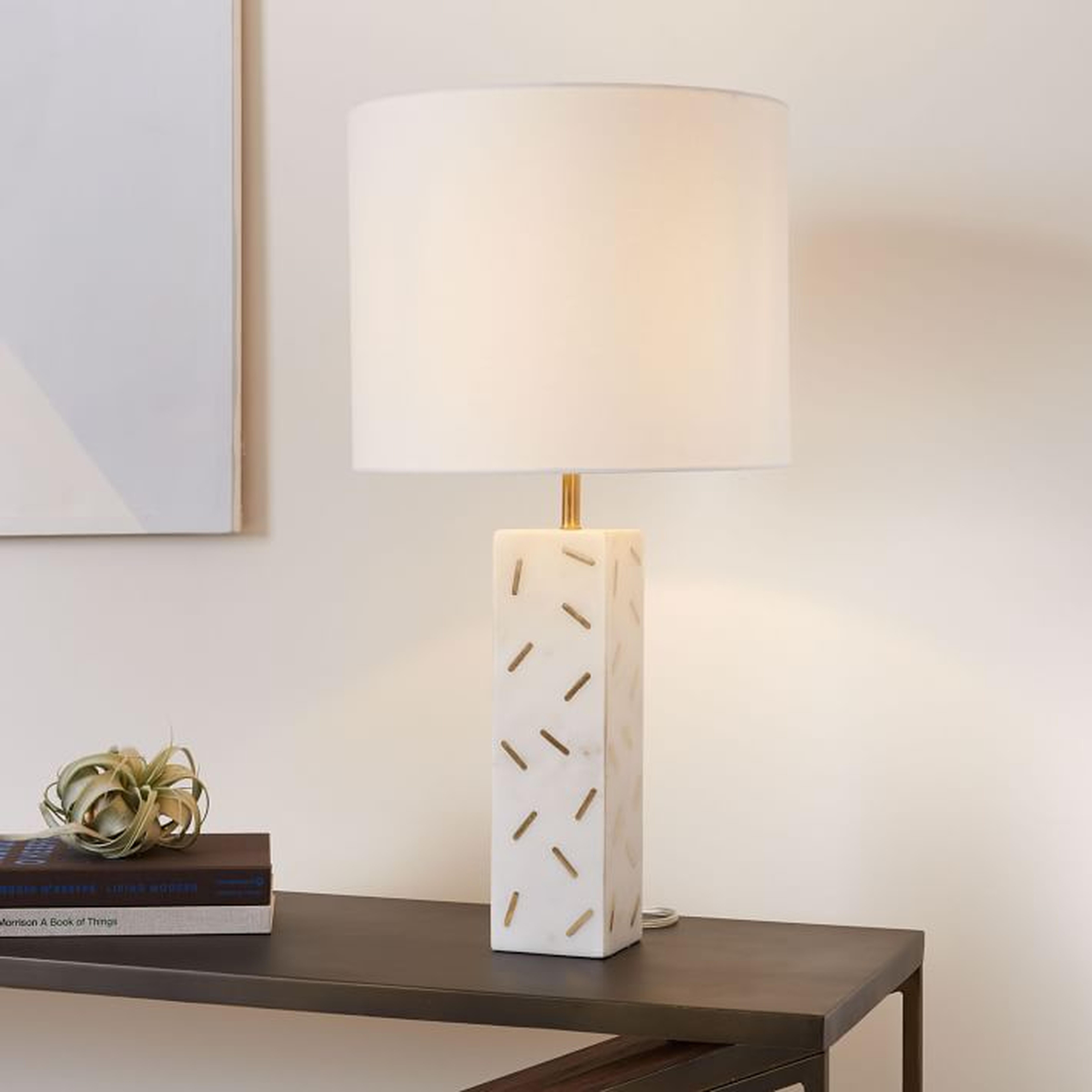 Graphic Brass Inlay Table Lamp - Tall - West Elm