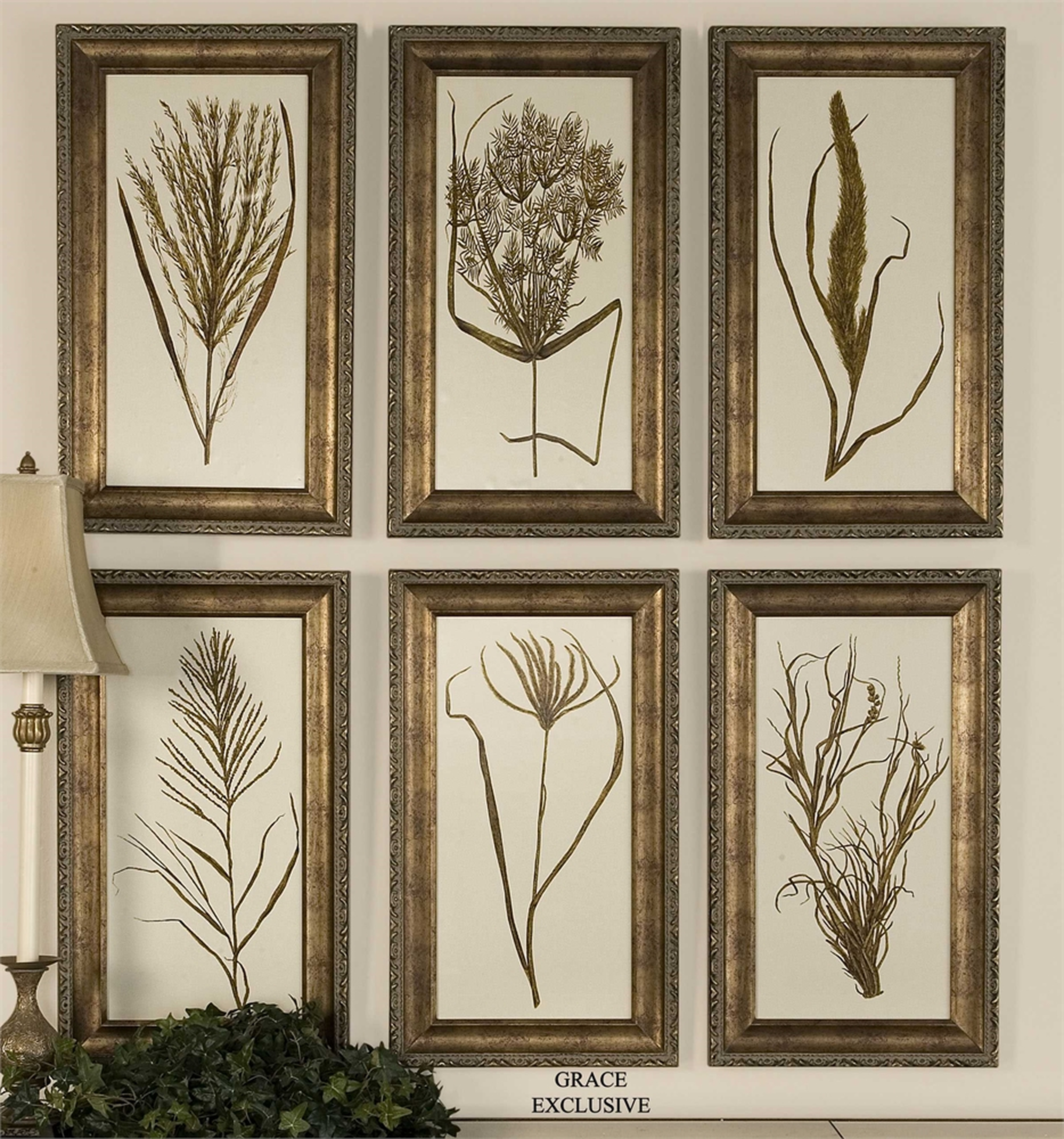 'Wheat Grass' 6 Piece Framed Painting Print Set - Hudsonhill Foundry