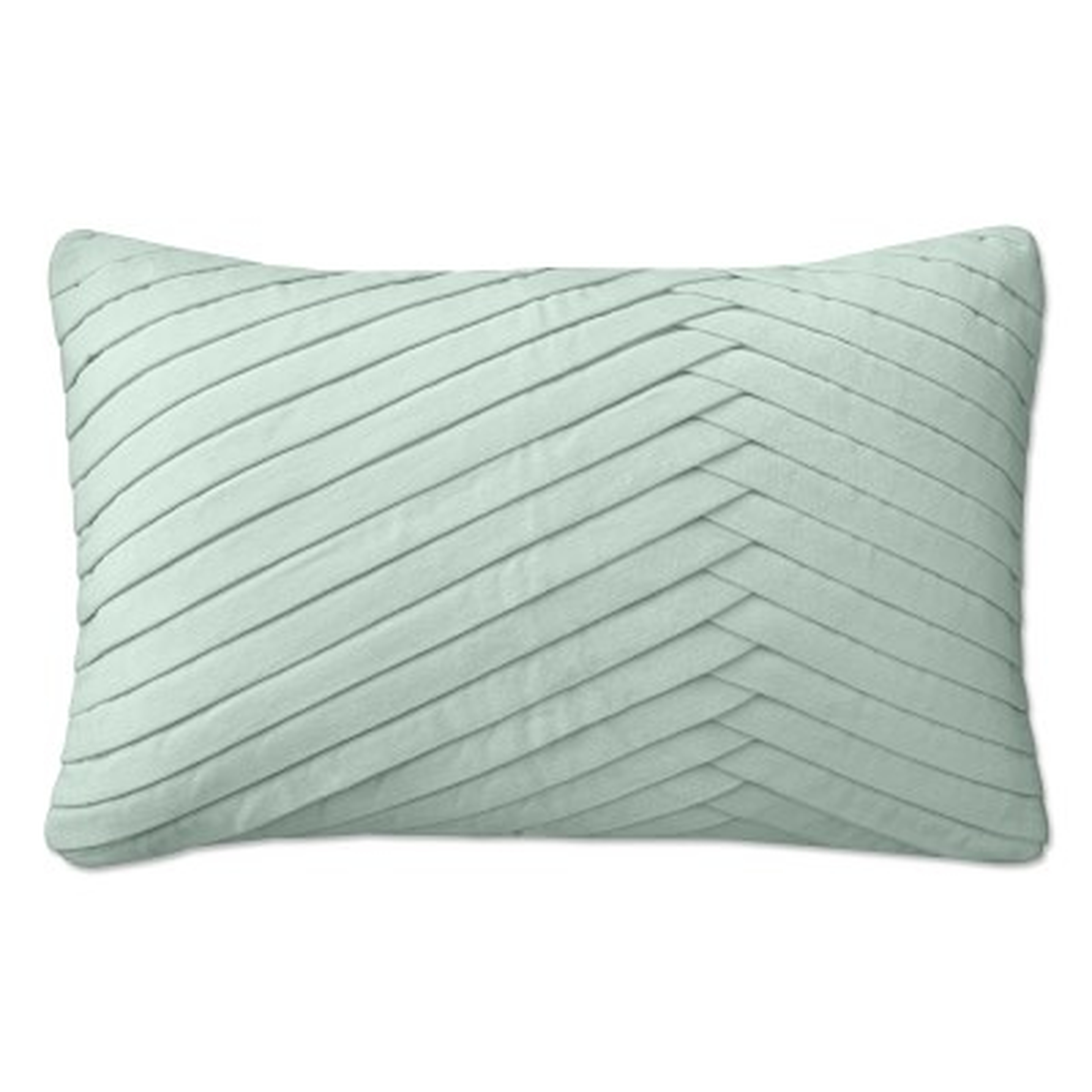 Pleated Velvet Lumbar Pillow Cover, 14" X 22", Seafoam - Williams Sonoma