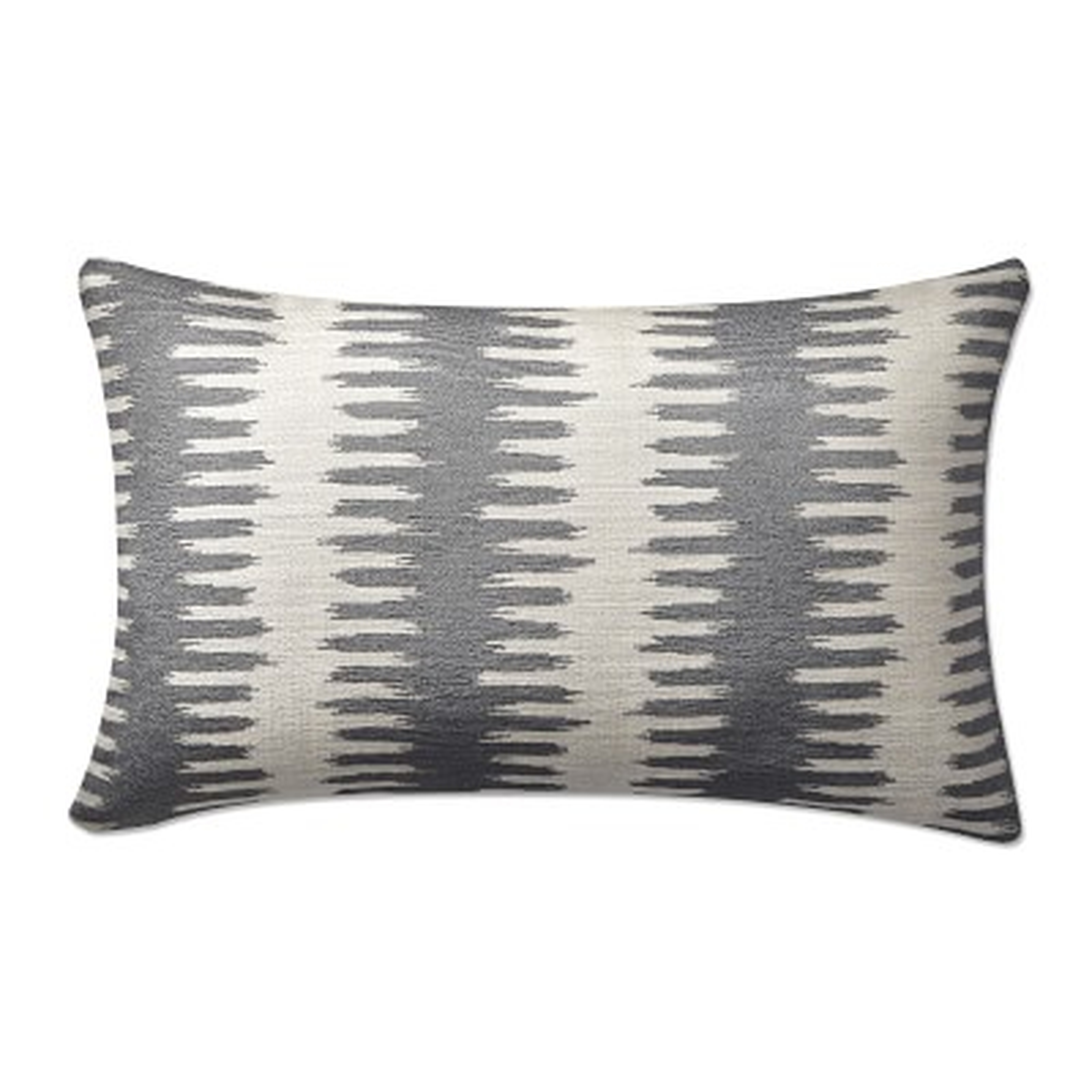 Paloma Ikat Lumbar Jacquard Pillow Cover, 14" X 22", Gray - Williams Sonoma
