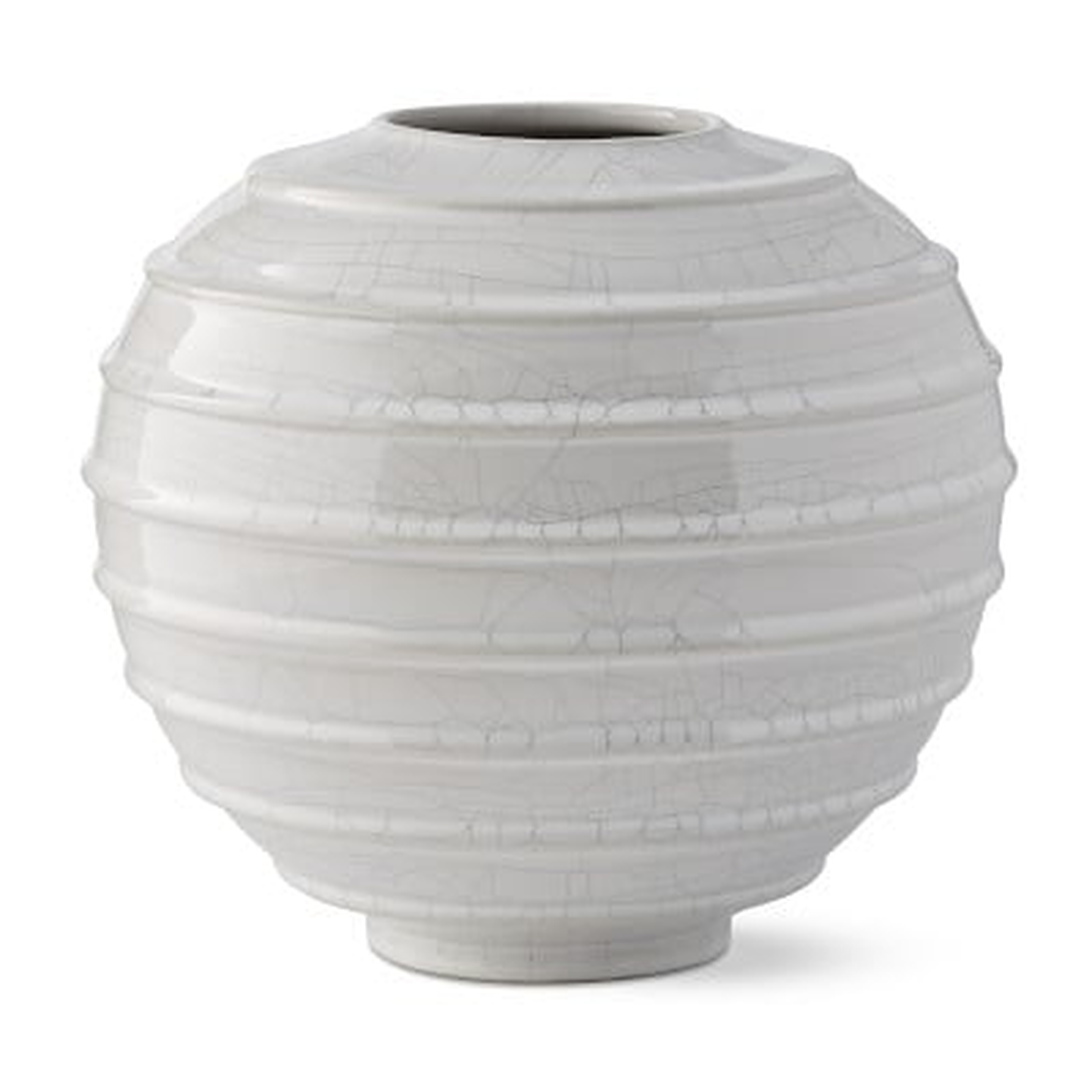 Horizontal Ridged Vase, Small, White Crackle - Williams Sonoma