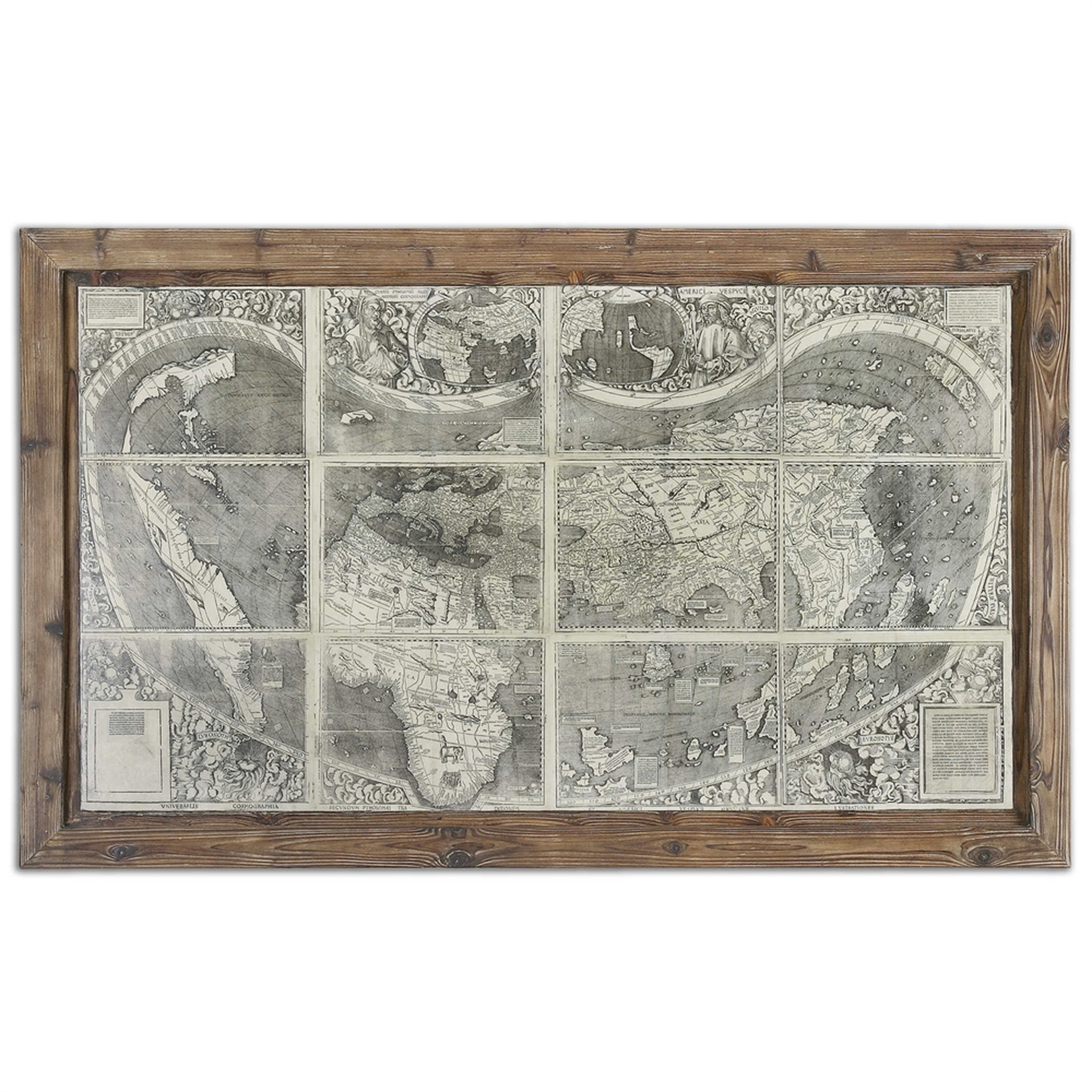 Treasure Map - 71" x 43" - Reclaimed Wood Frame without Mat - Hudsonhill Foundry